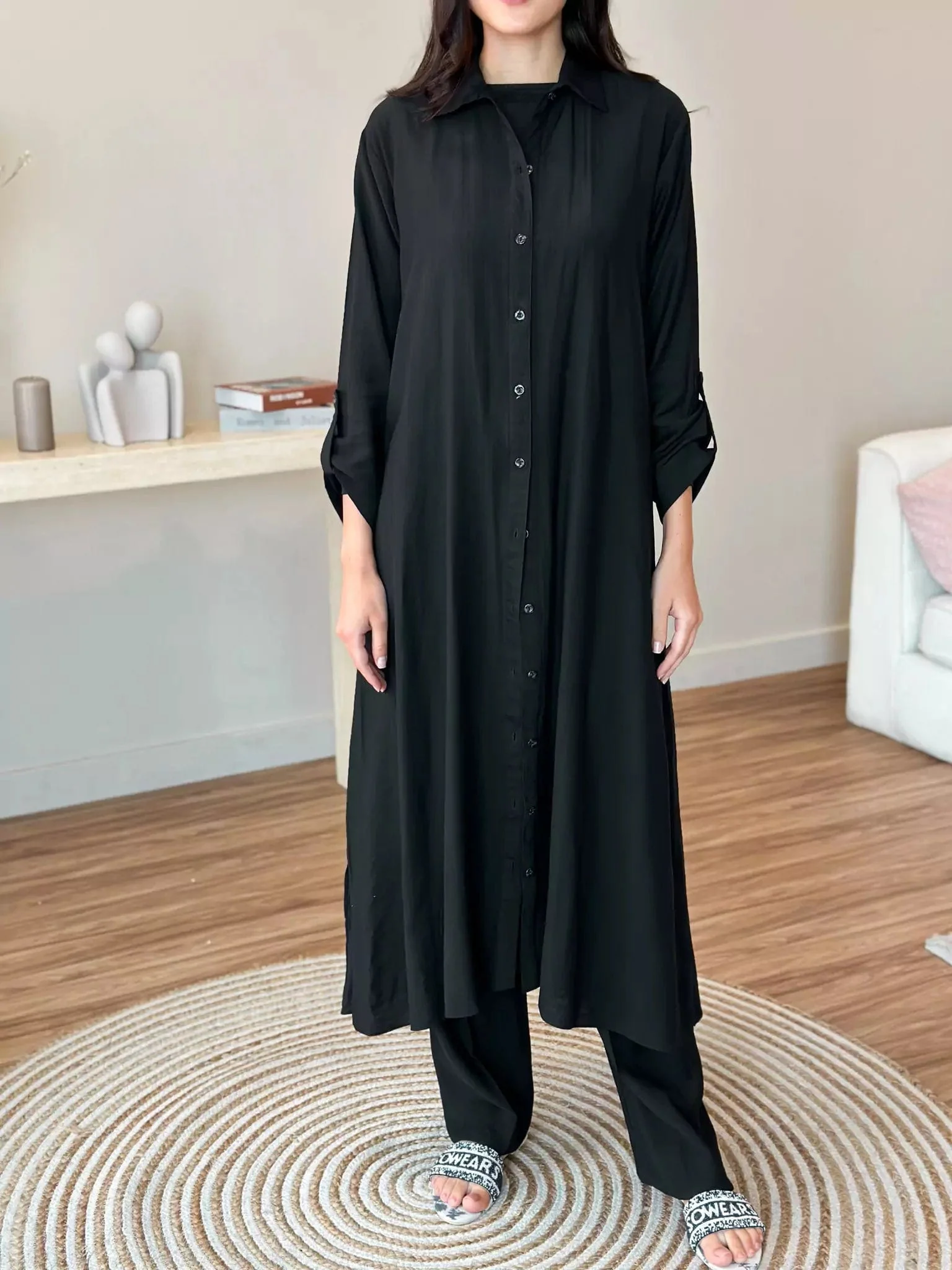 Ozan Tunic Long Shirt & Pants Co Ord Set - Image 6