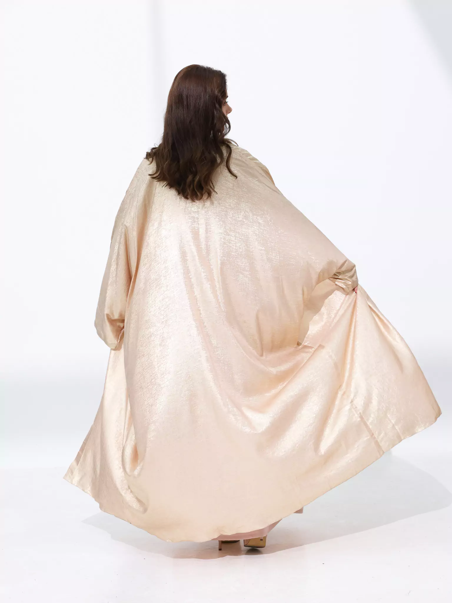 Peach Luxe Shimmer Long Shrug - Image 4