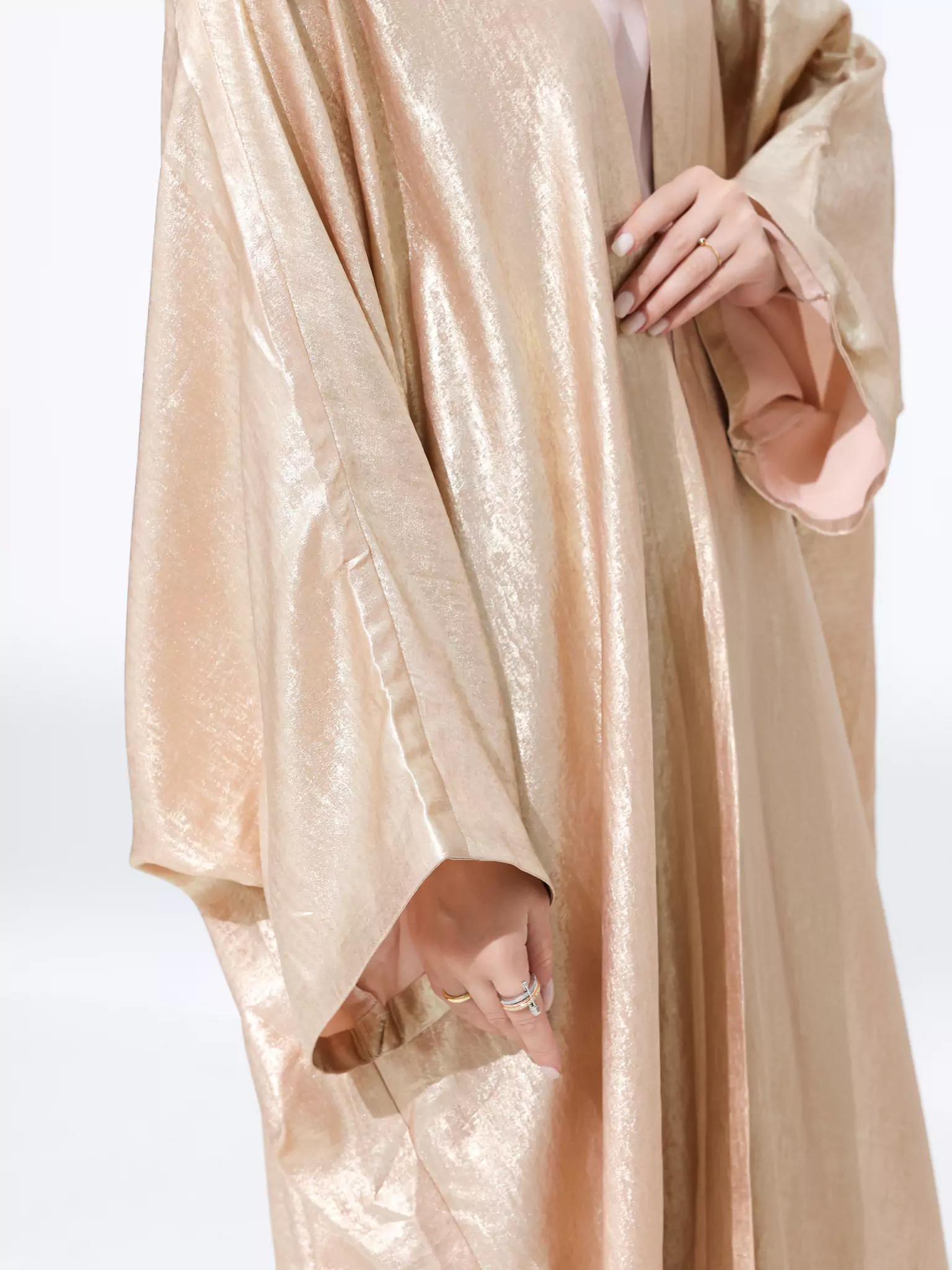 Peach Luxe Shimmer Long Shrug - Image 5