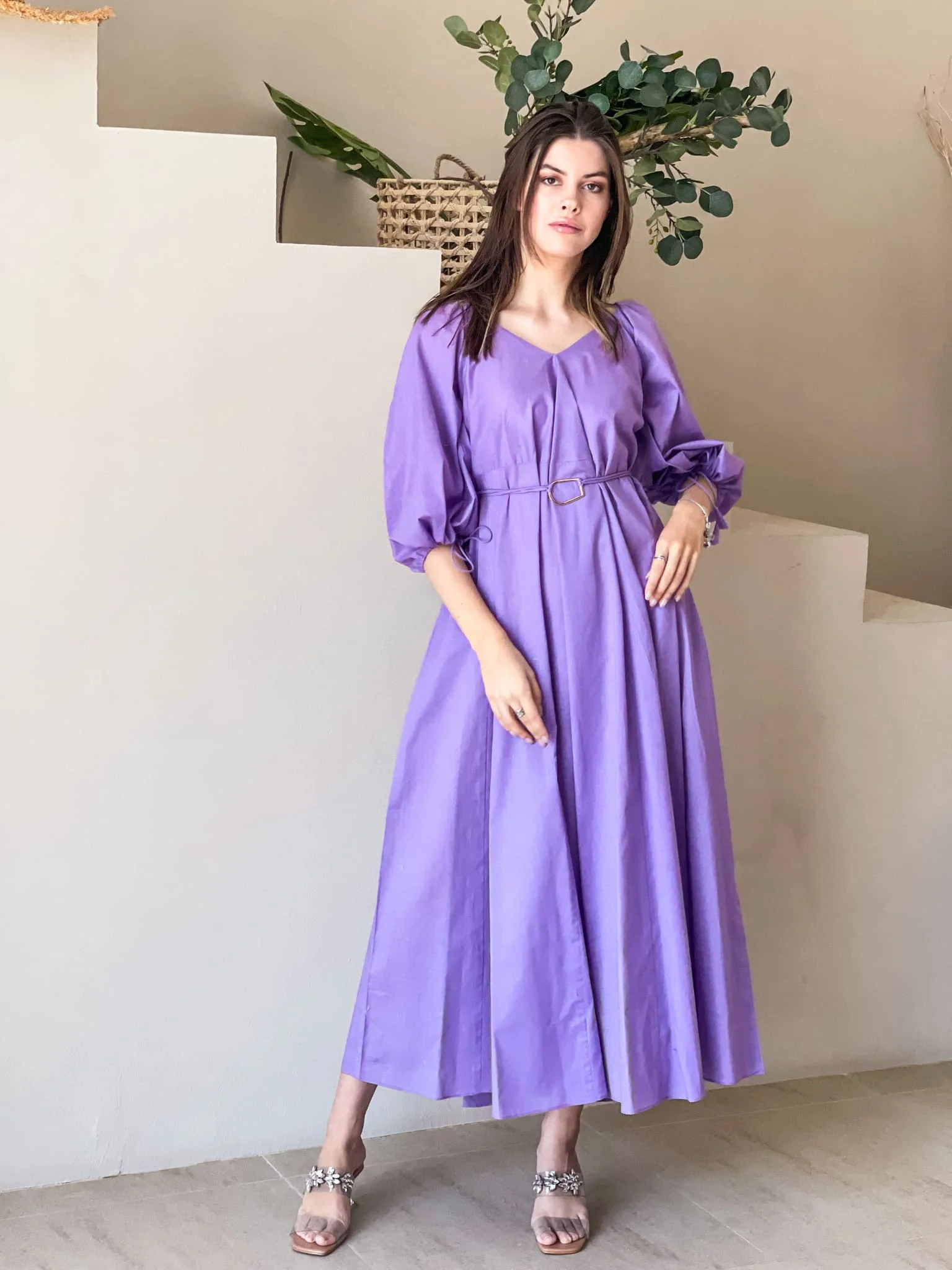 Plumage Lilac Long Dress with Pockets - Image 10