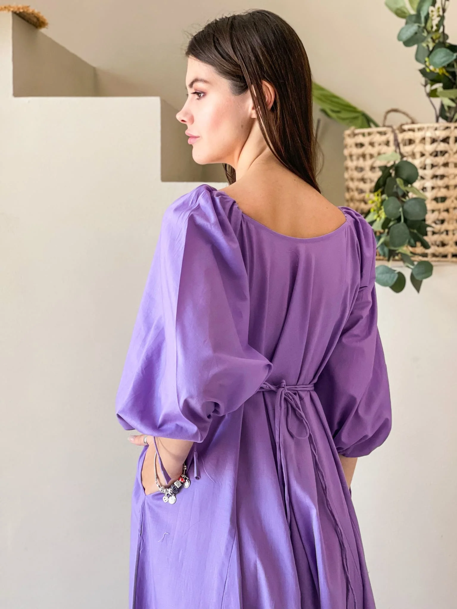 Plumage Lilac Long Dress with Pockets - Image 3