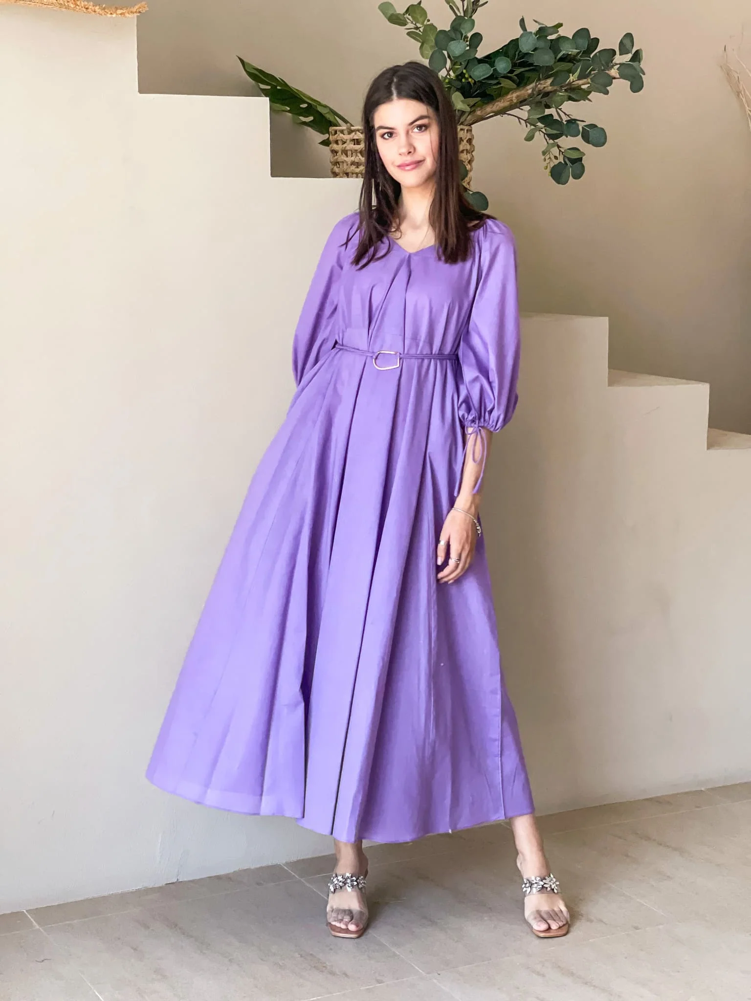 Plumage Lilac Long Dress with Pockets - Image 4