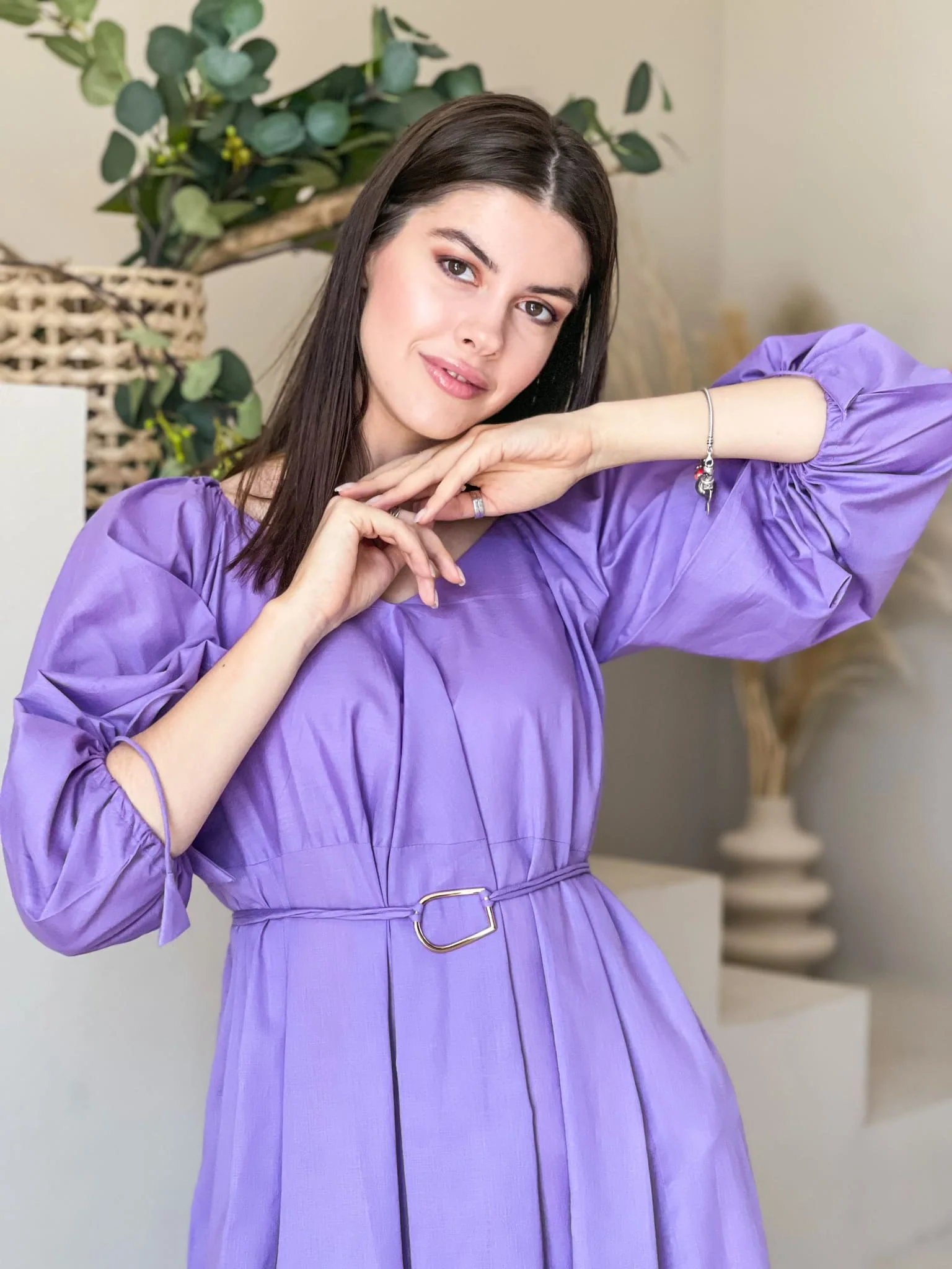 Plumage Lilac Long Dress with Pockets - Image 5