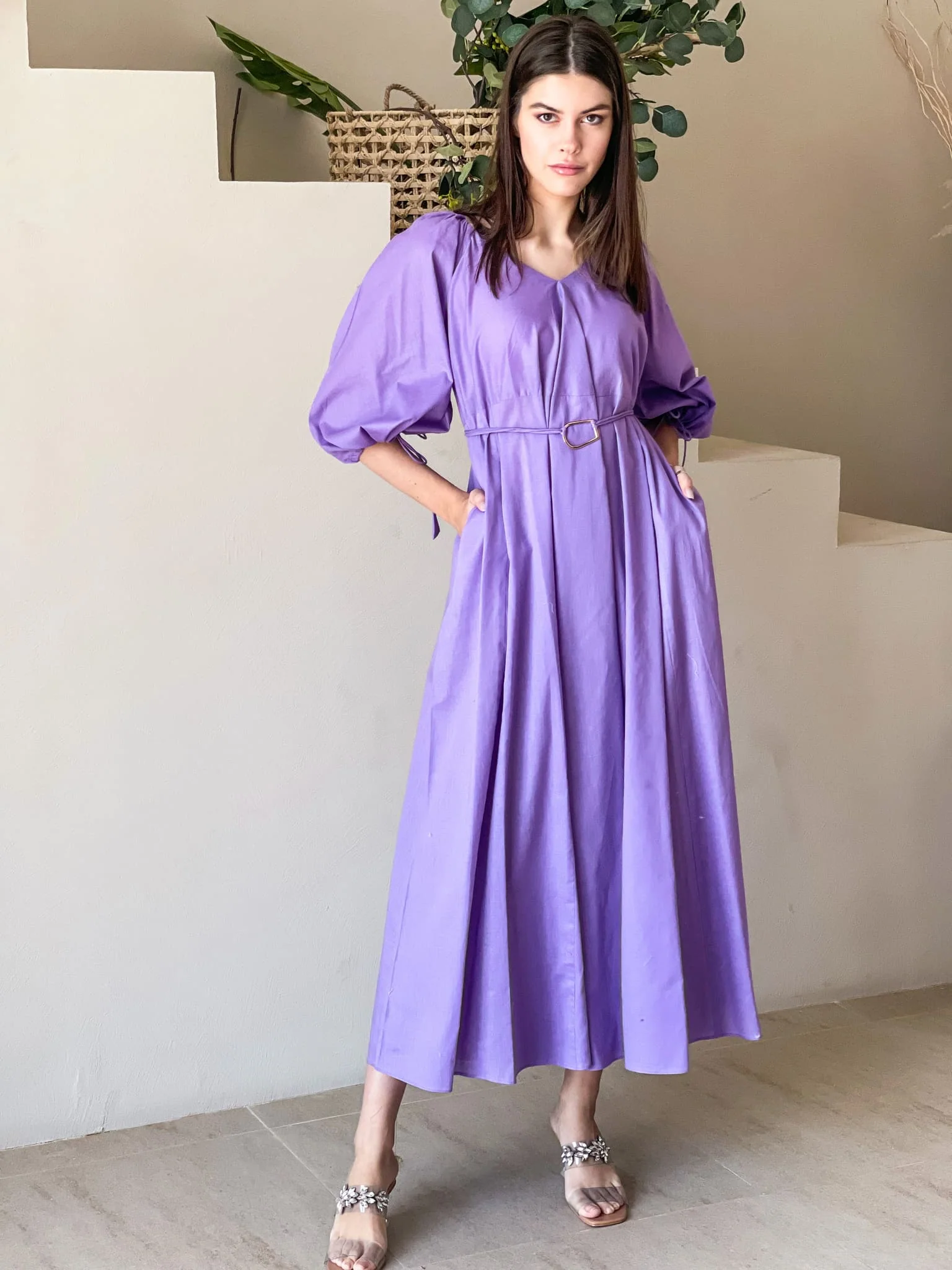 Plumage Lilac Long Dress with Pockets - Image 6