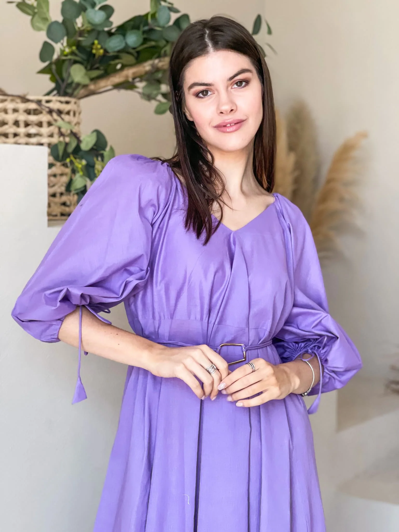 Plumage Lilac Long Dress with Pockets - Image 9