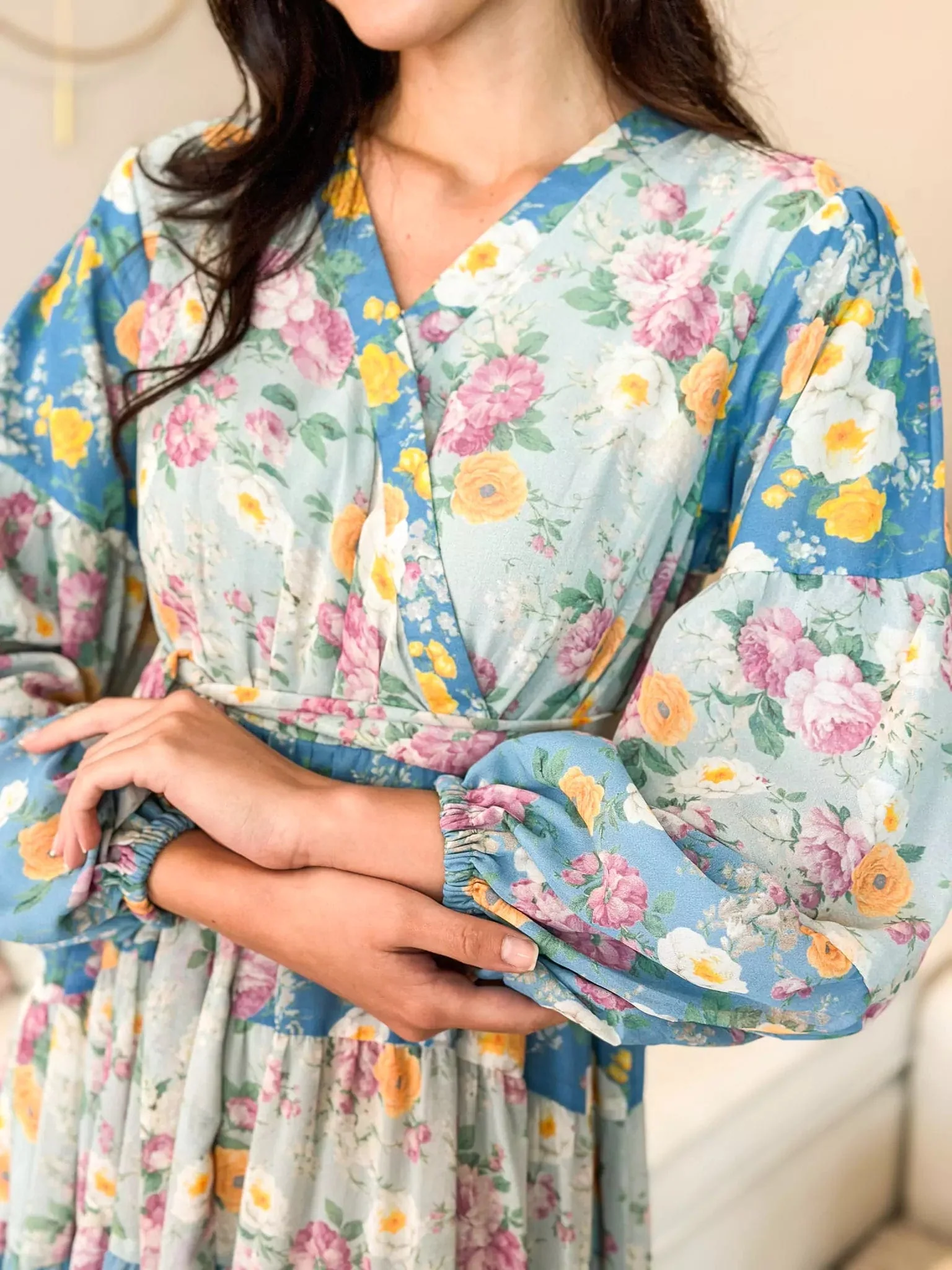 Quadra Blue Floral Long Dress - Image 2