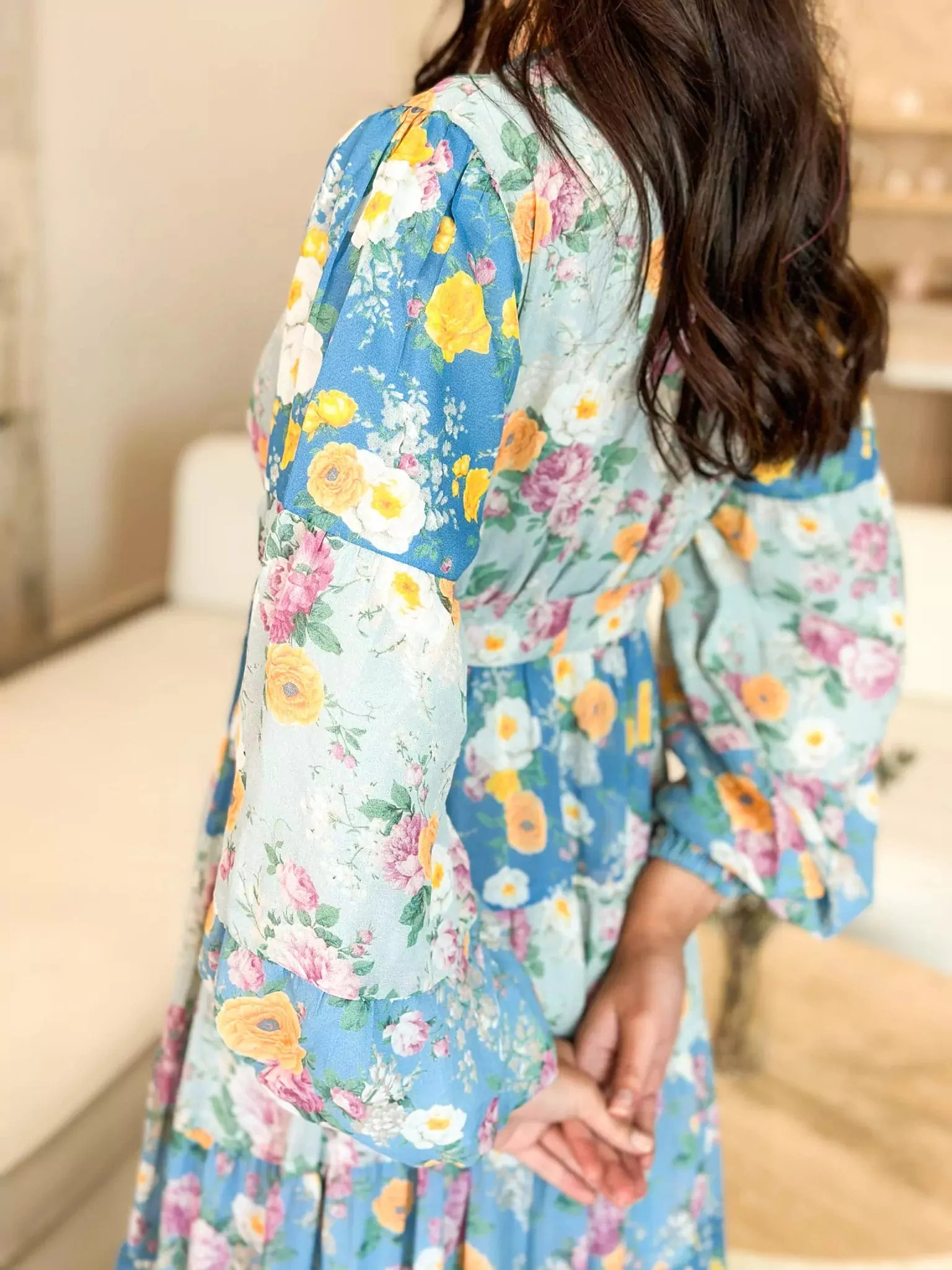Quadra Blue Floral Long Dress - Image 3