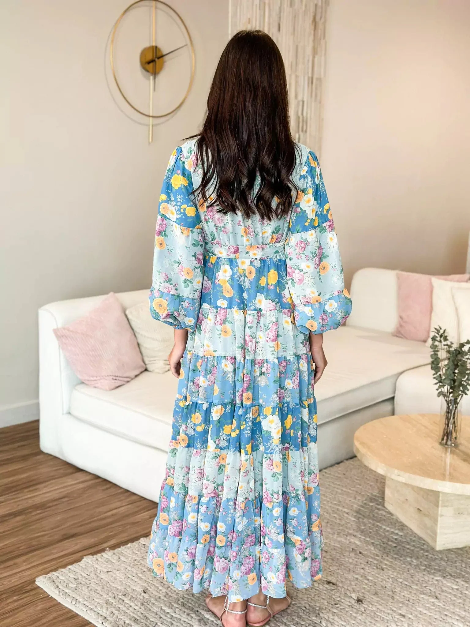 Quadra Blue Floral Long Dress - Image 5