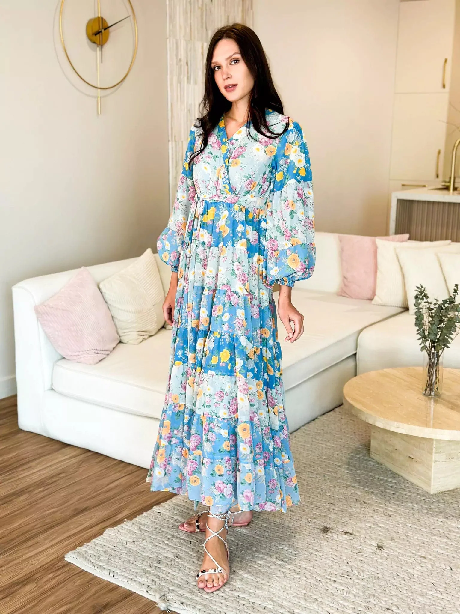 Quadra Blue Floral Long Dress - Image 6