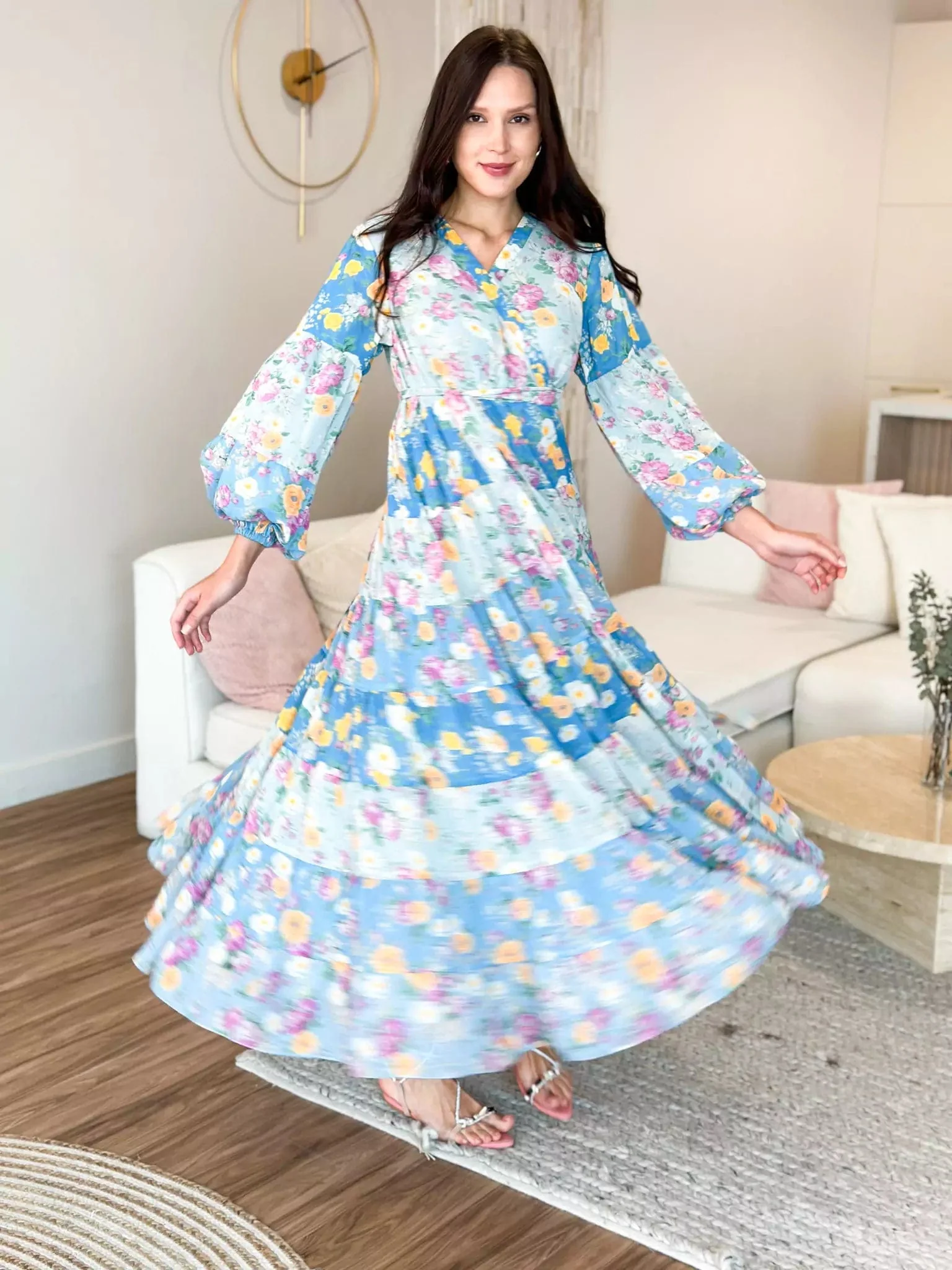 Quadra Blue Floral Long Dress - Image 7