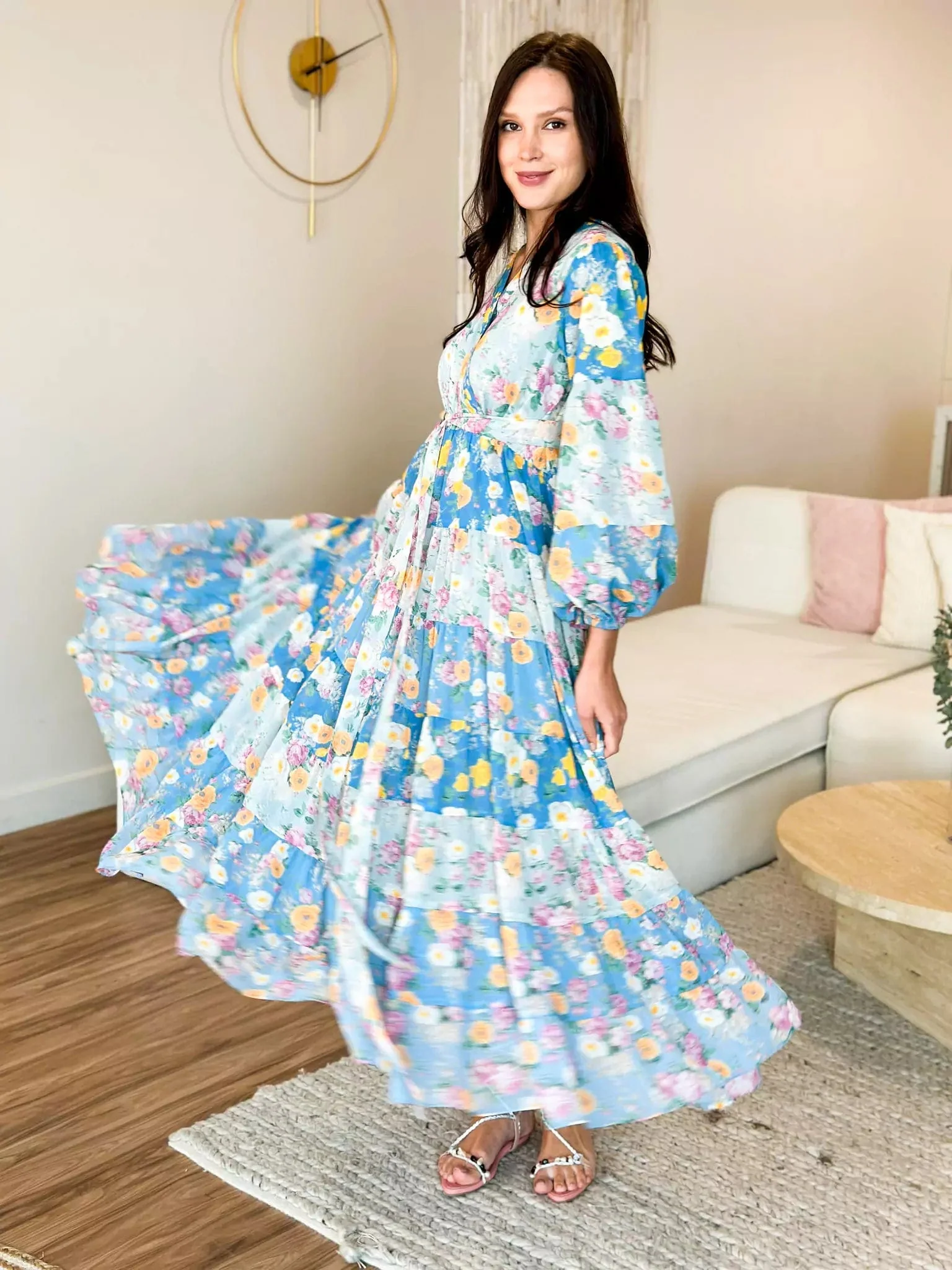 Quadra Blue Floral Long Dress - Image 8