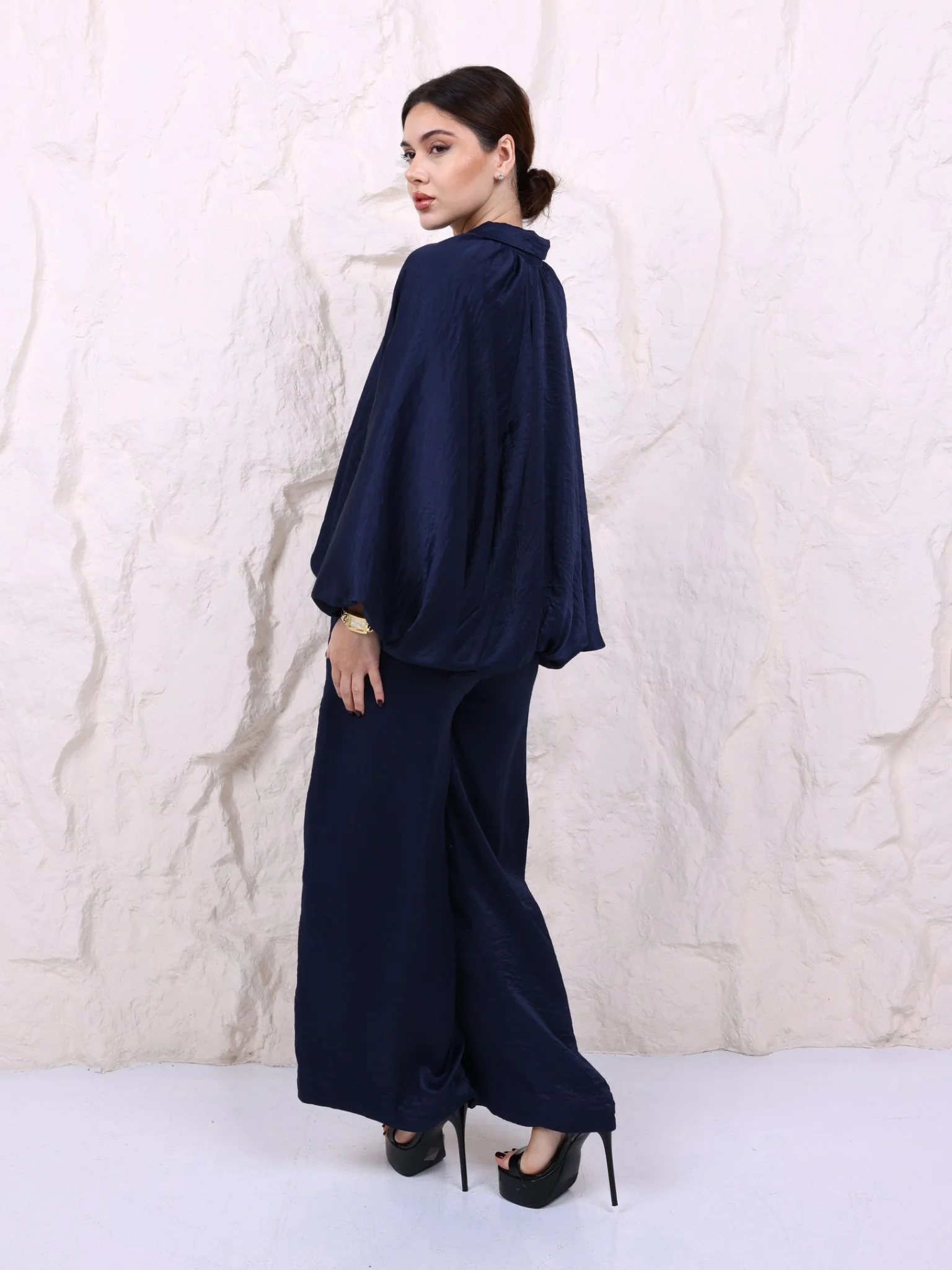 Quinn Blue Gathered Shirt - Image 3
