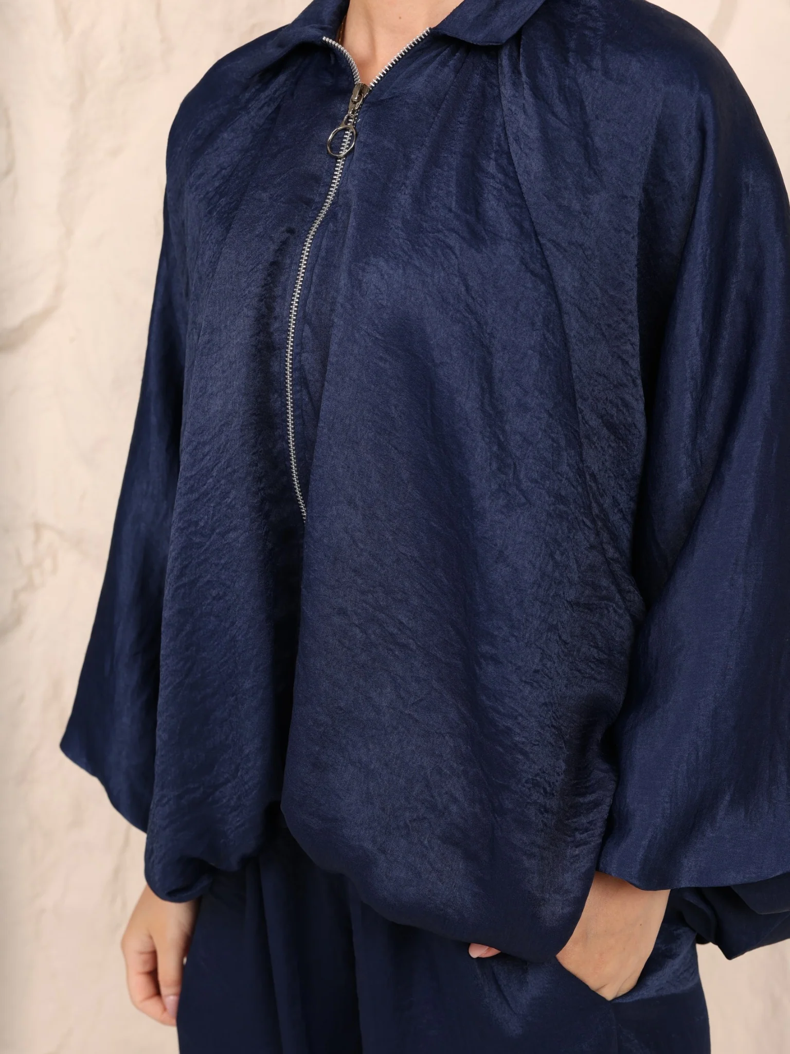 Quinn Blue Gathered Shirt - Image 9