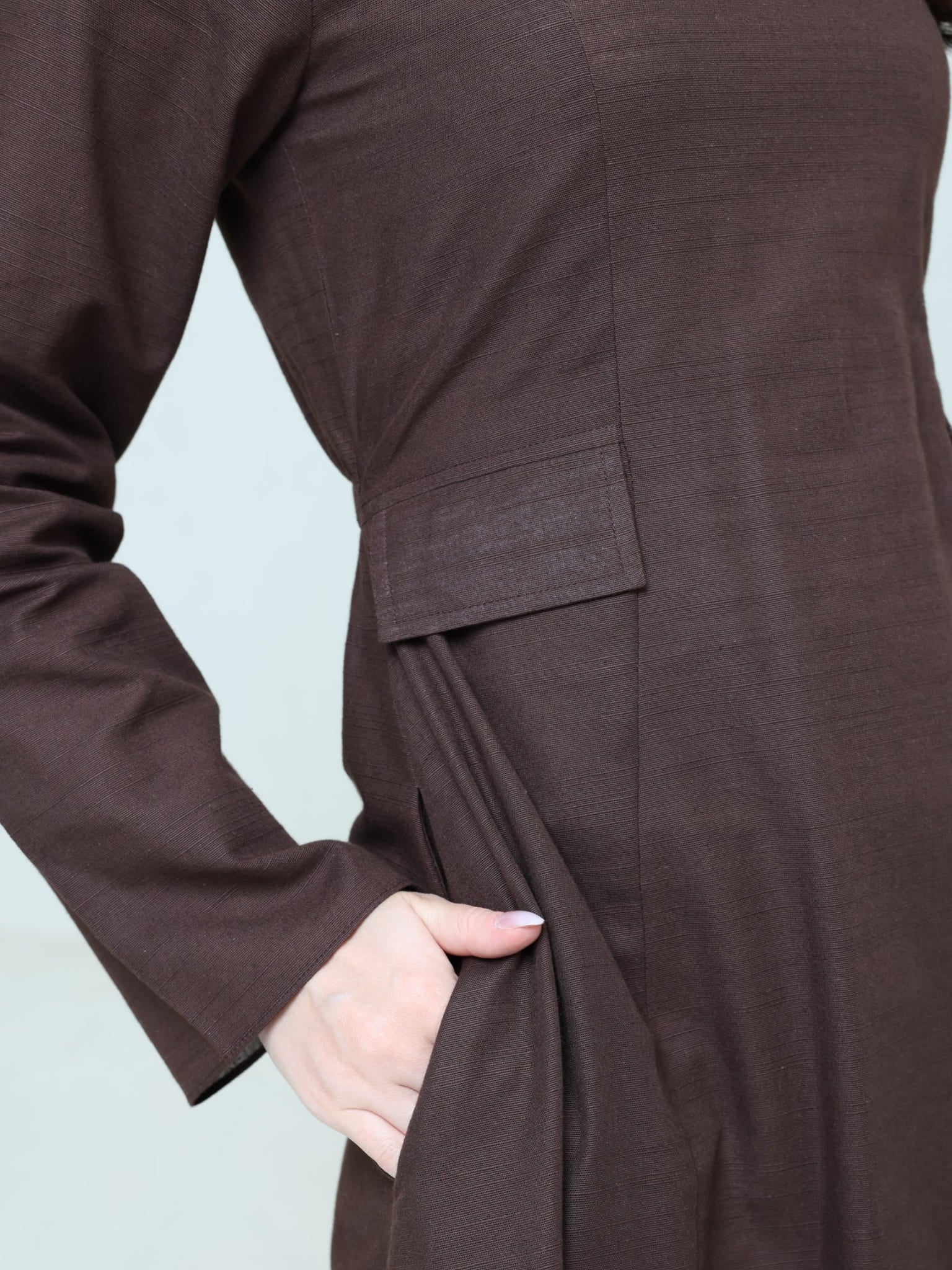 Reeve Brown Flap Panel Long Dress - Image 3