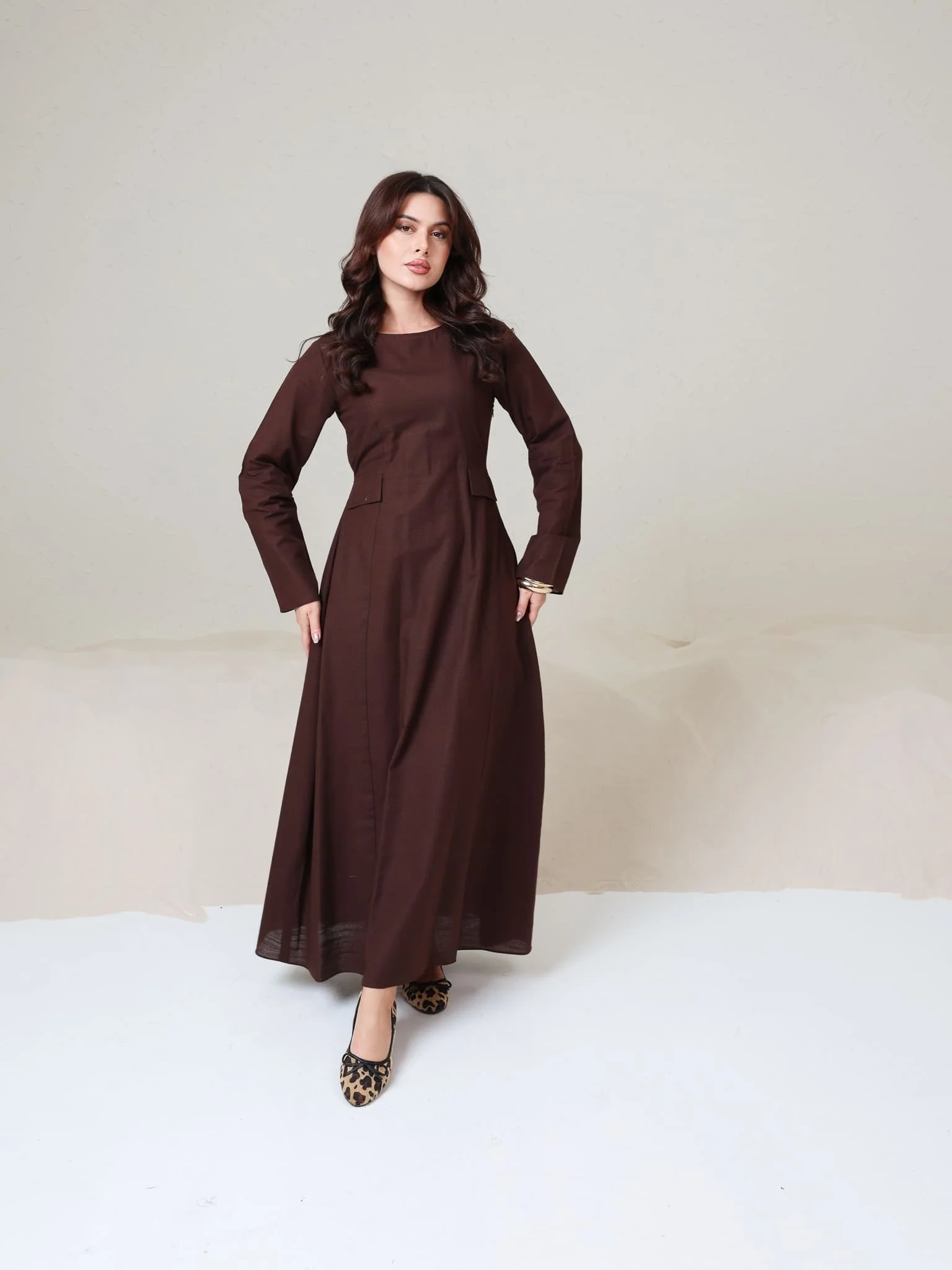 Reeve Brown Flap Panel Long Dress - Image 6