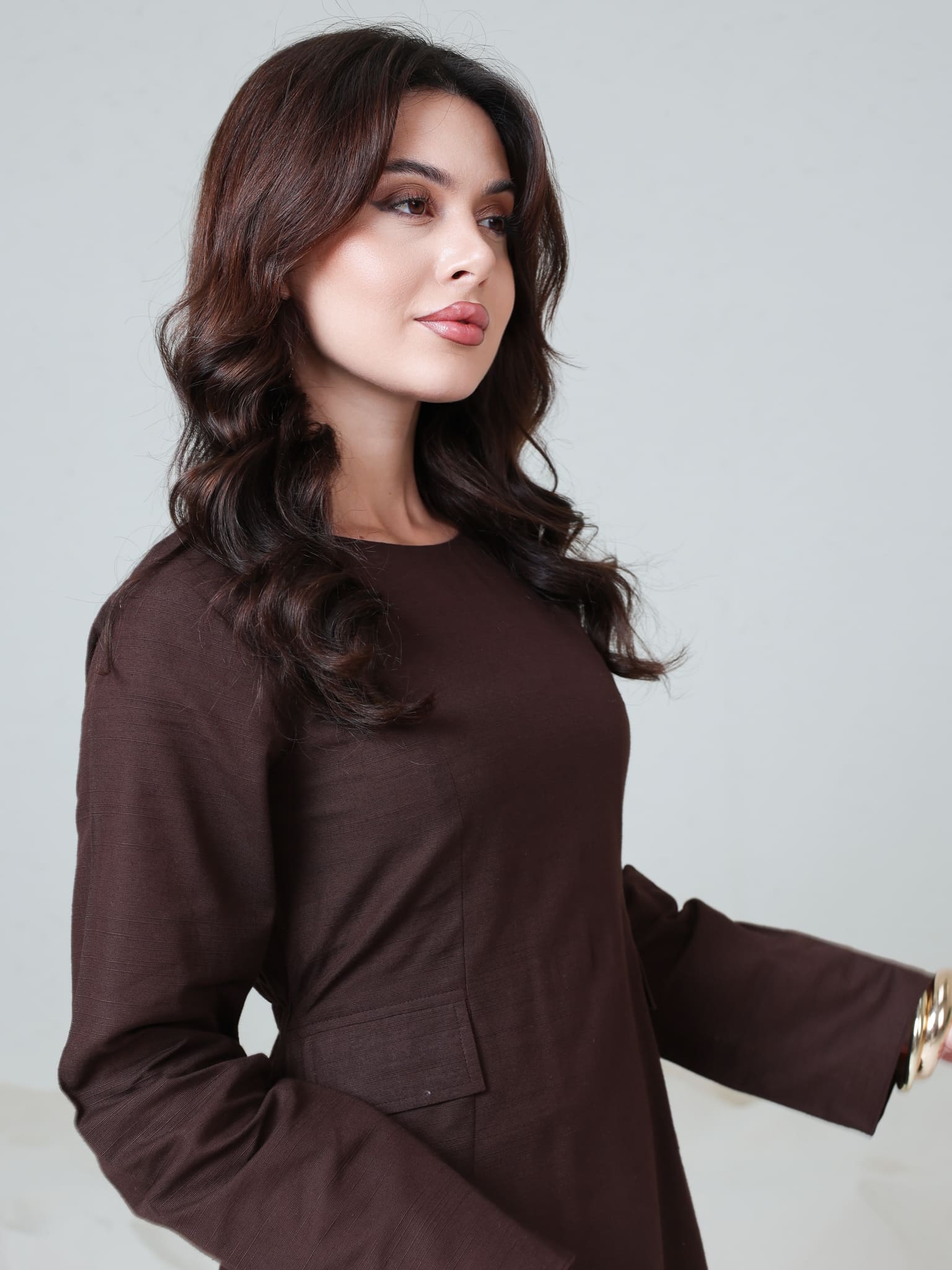 Reeve Brown Flap Panel Long Dress - Image 7