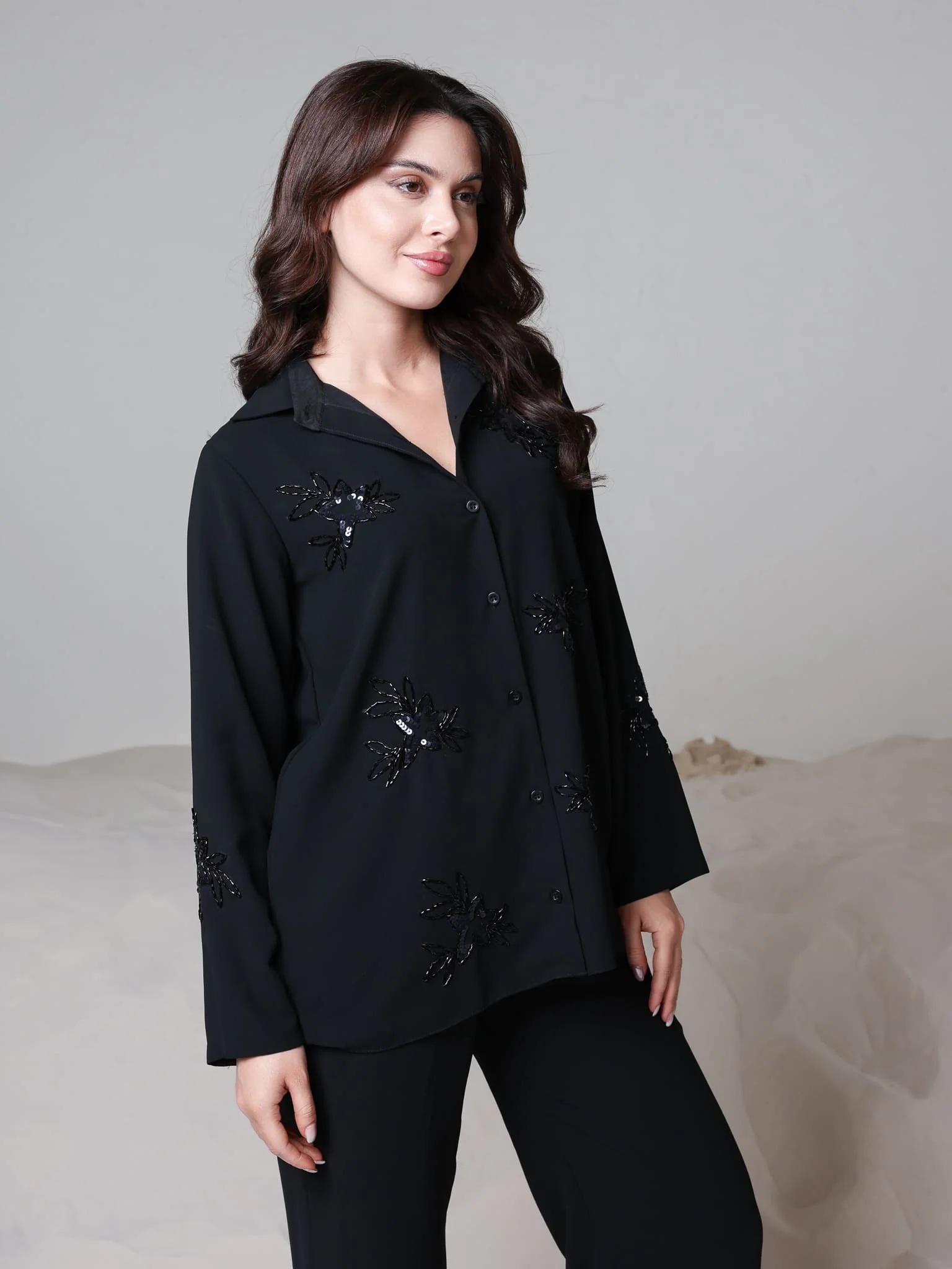 Rey Embellished Black Shirt