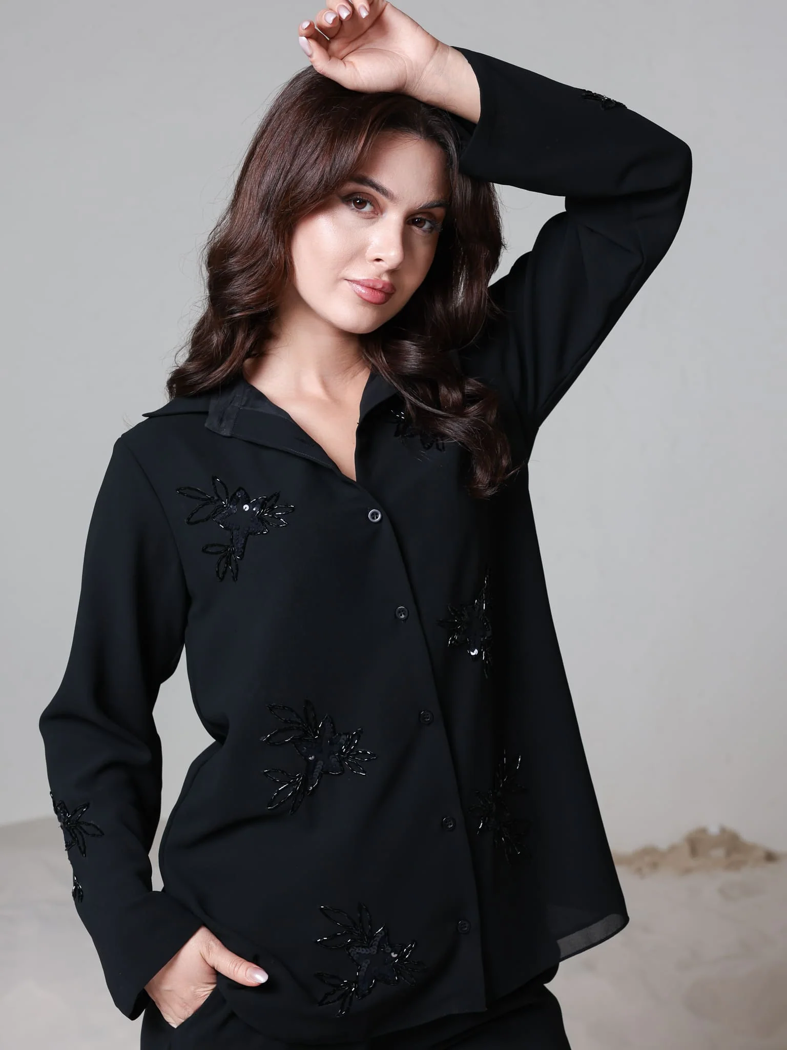 Rey Embellished Black Shirt - Image 4