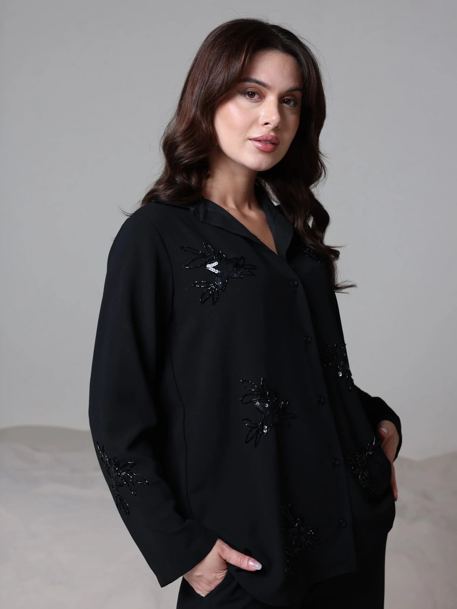 Rey Embellished Black Shirt - Image 6