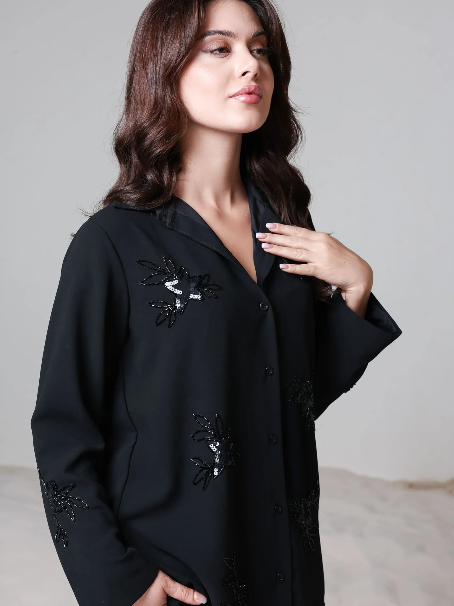 Rey Embellished Black Shirt - Image 8