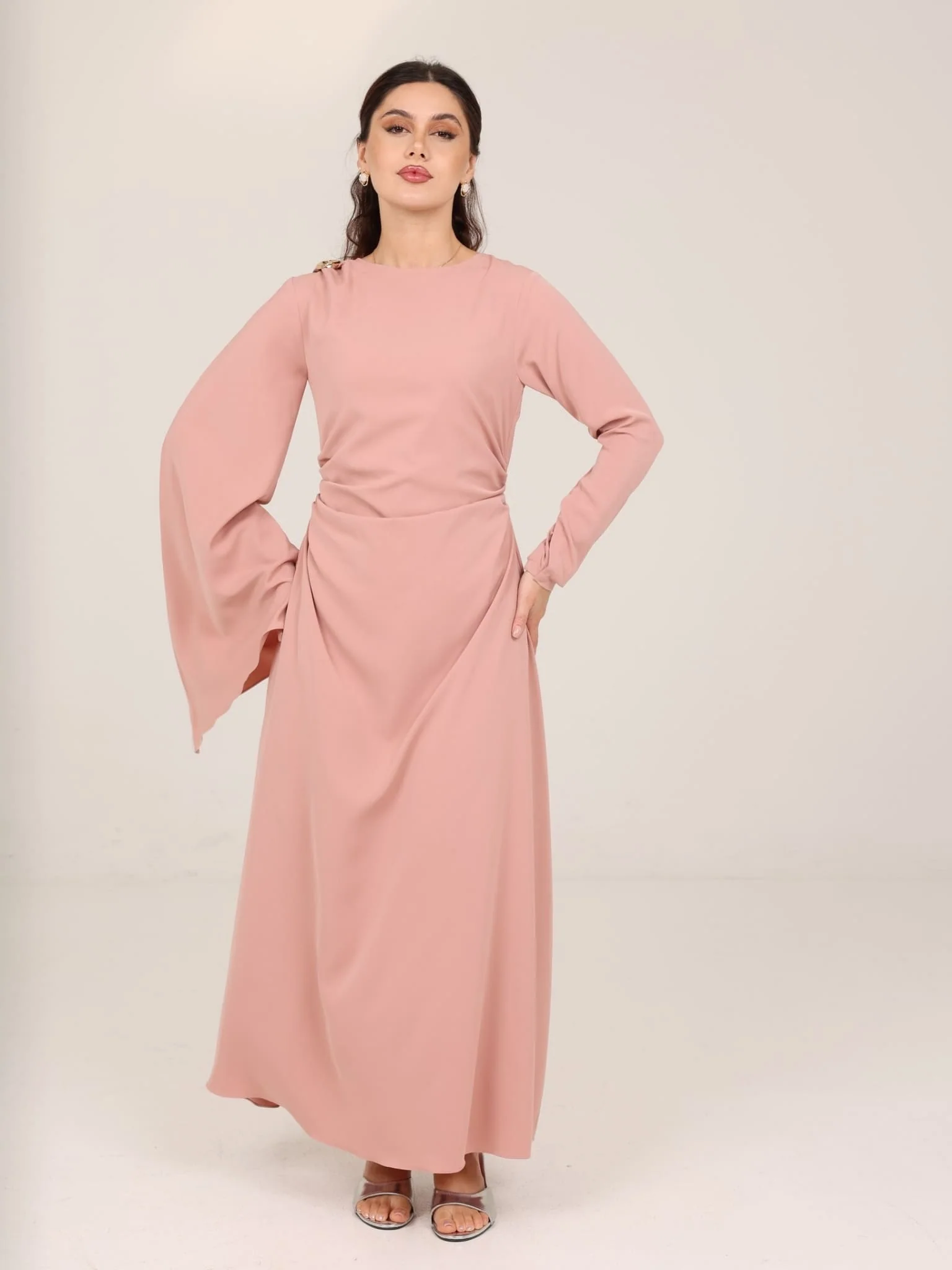Riley Pink Buckle Long Dress - Image 3