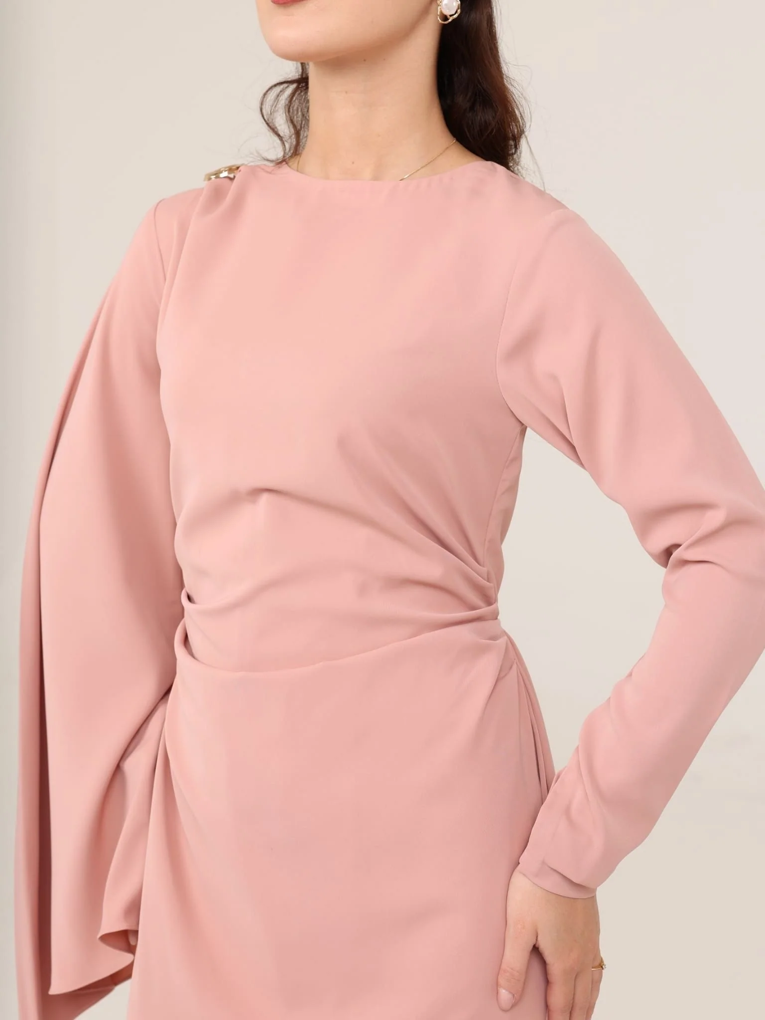 Riley Pink Buckle Long Dress - Image 4