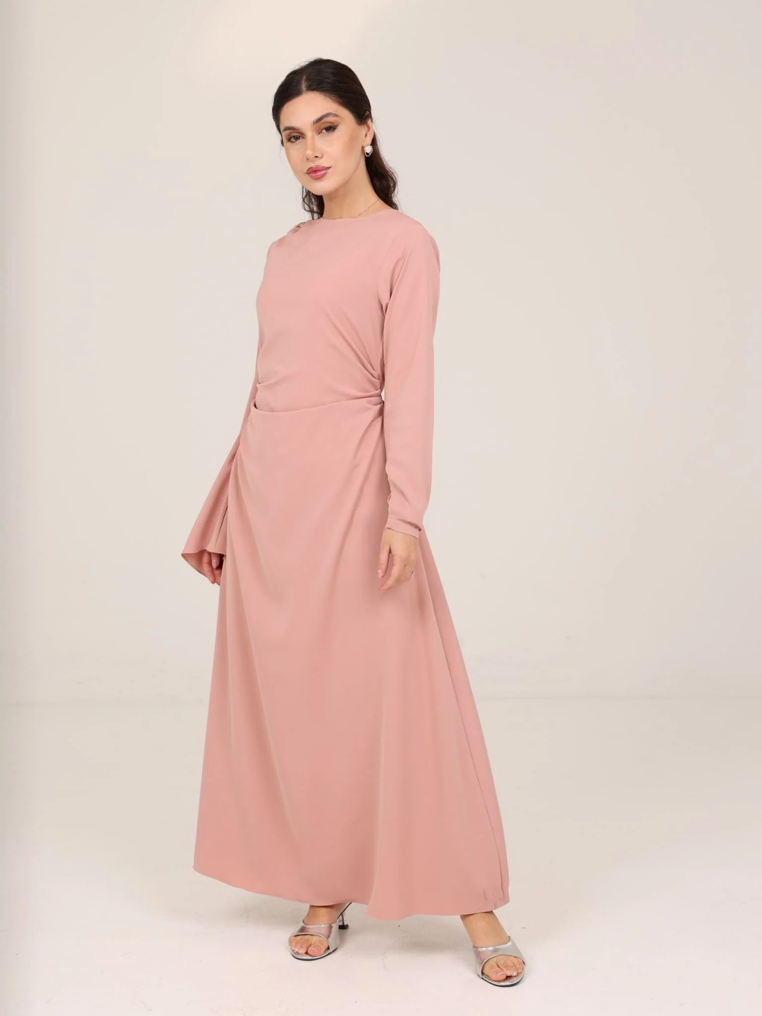Riley Pink Buckle Long Dress - Image 9