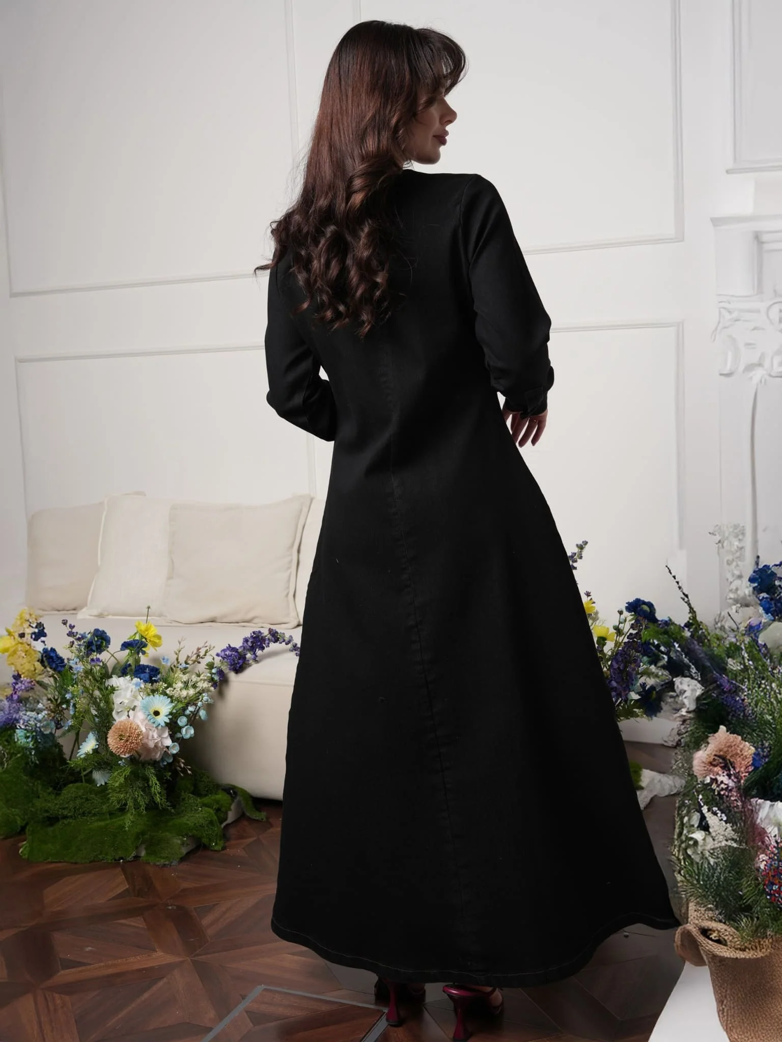 Riona Black Denim Dress - Image 6