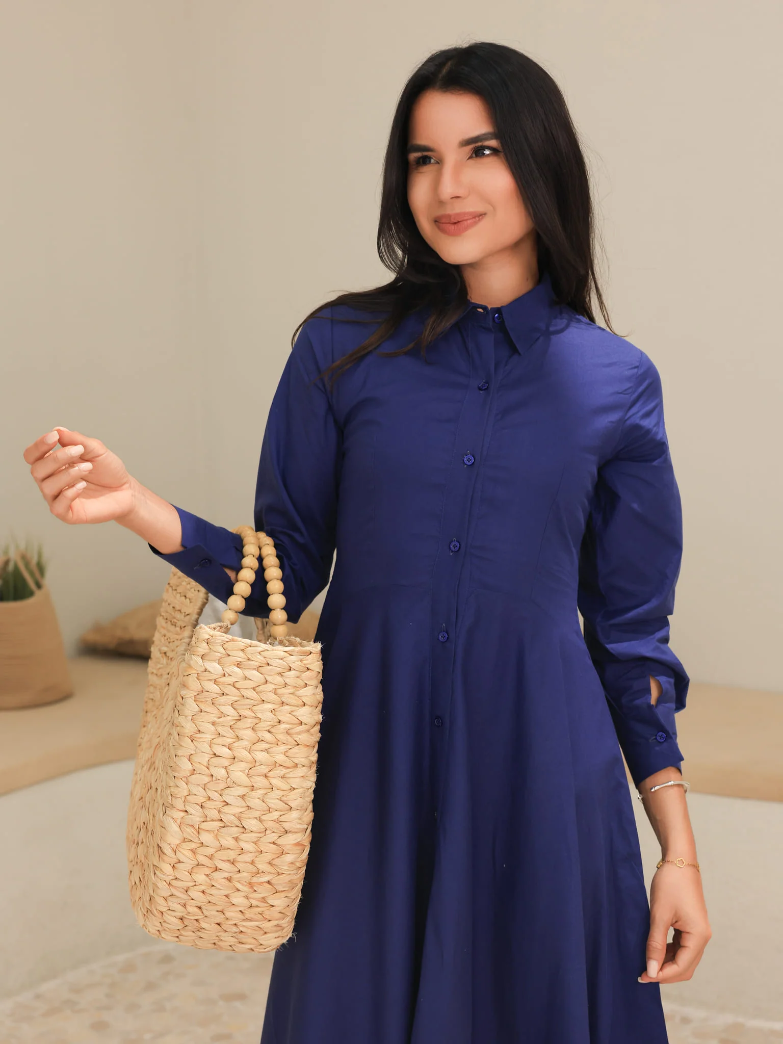 Rivea Blue Cotton Flowy Dress - Image 5
