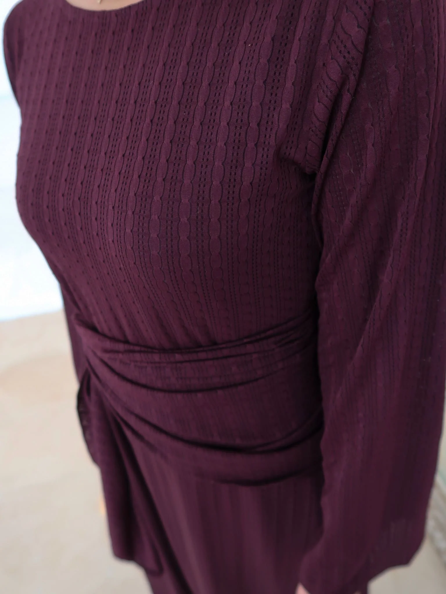 Rome Plum Crochet Long Dress With Scarf - Image 9