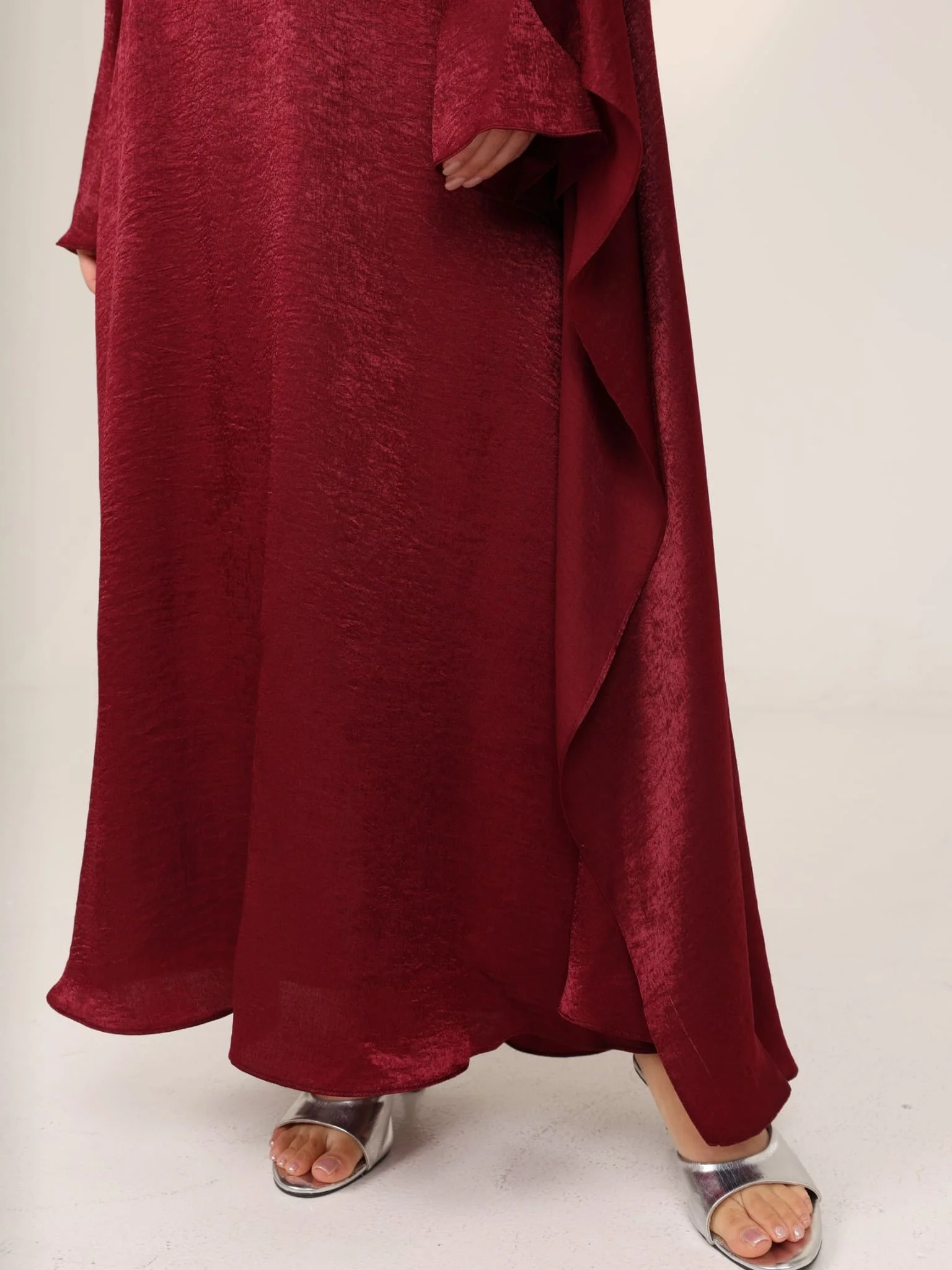Romina Maroon Cape Long Dress - Image 12