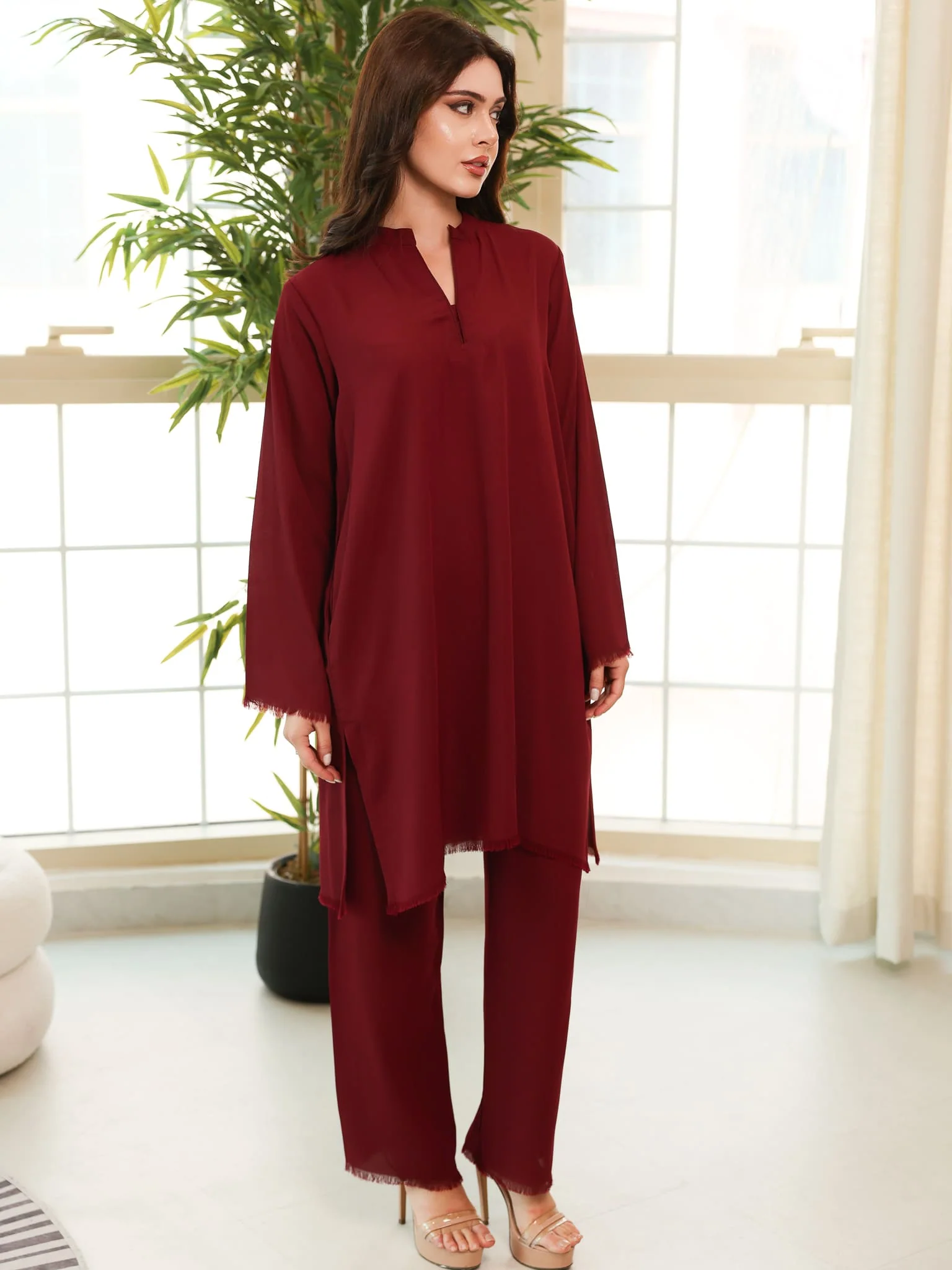 Rosal Maroon Co Ord Set - Image 6