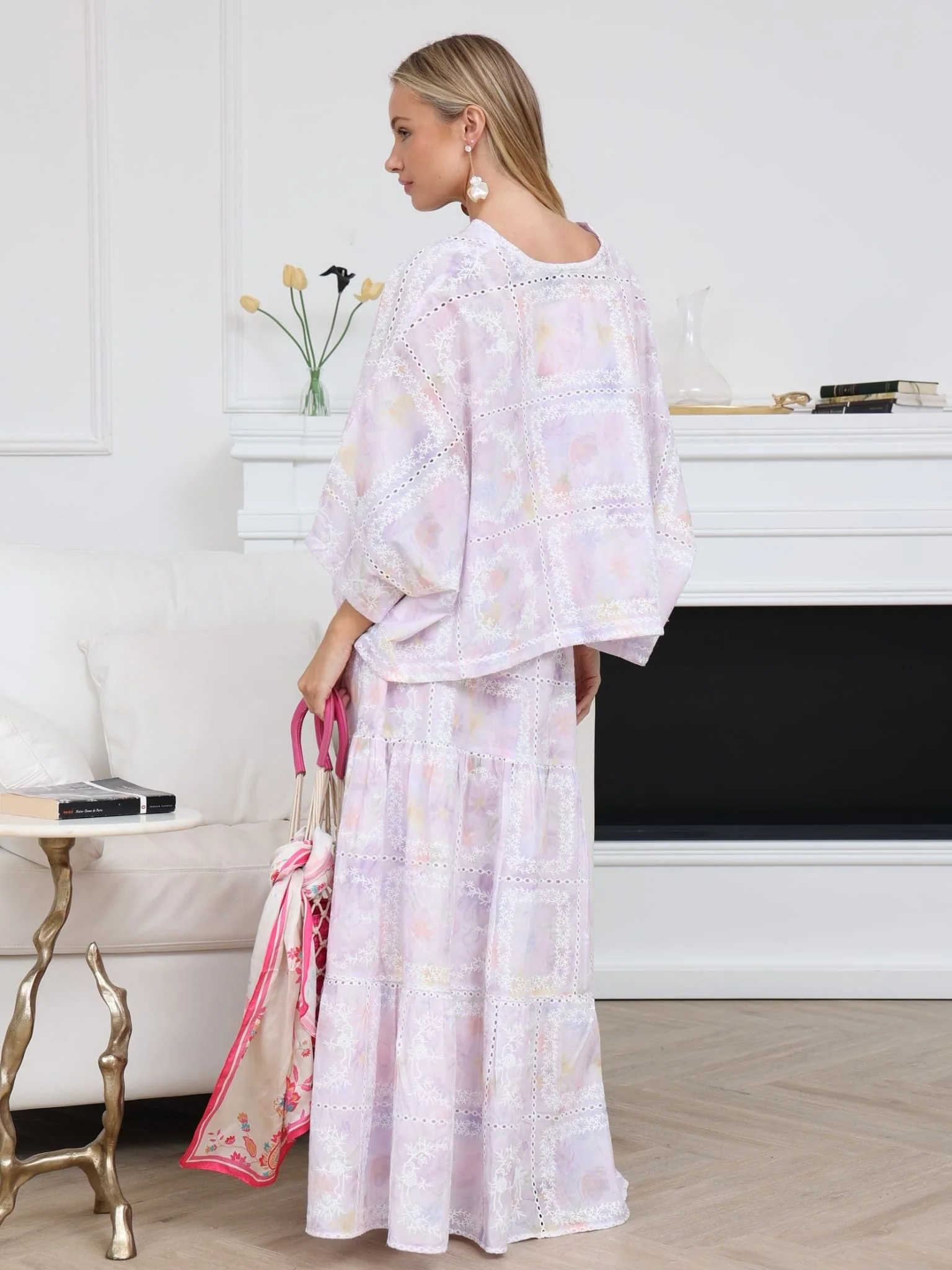 Rosalind Lilac Embroidered Cutwork Shirt - Image 4