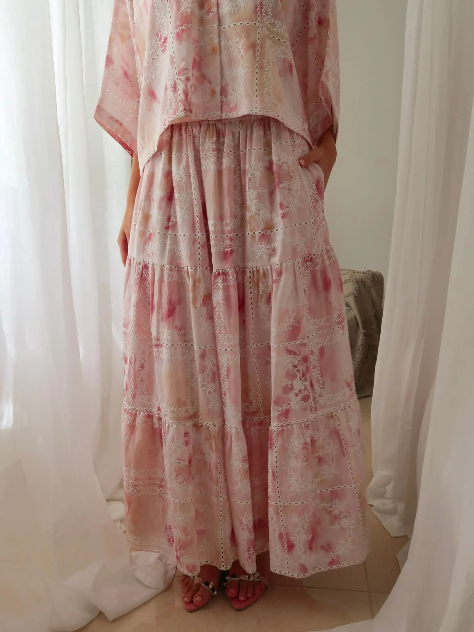 Rosalind Pink Embroidered Skirt - Image 6