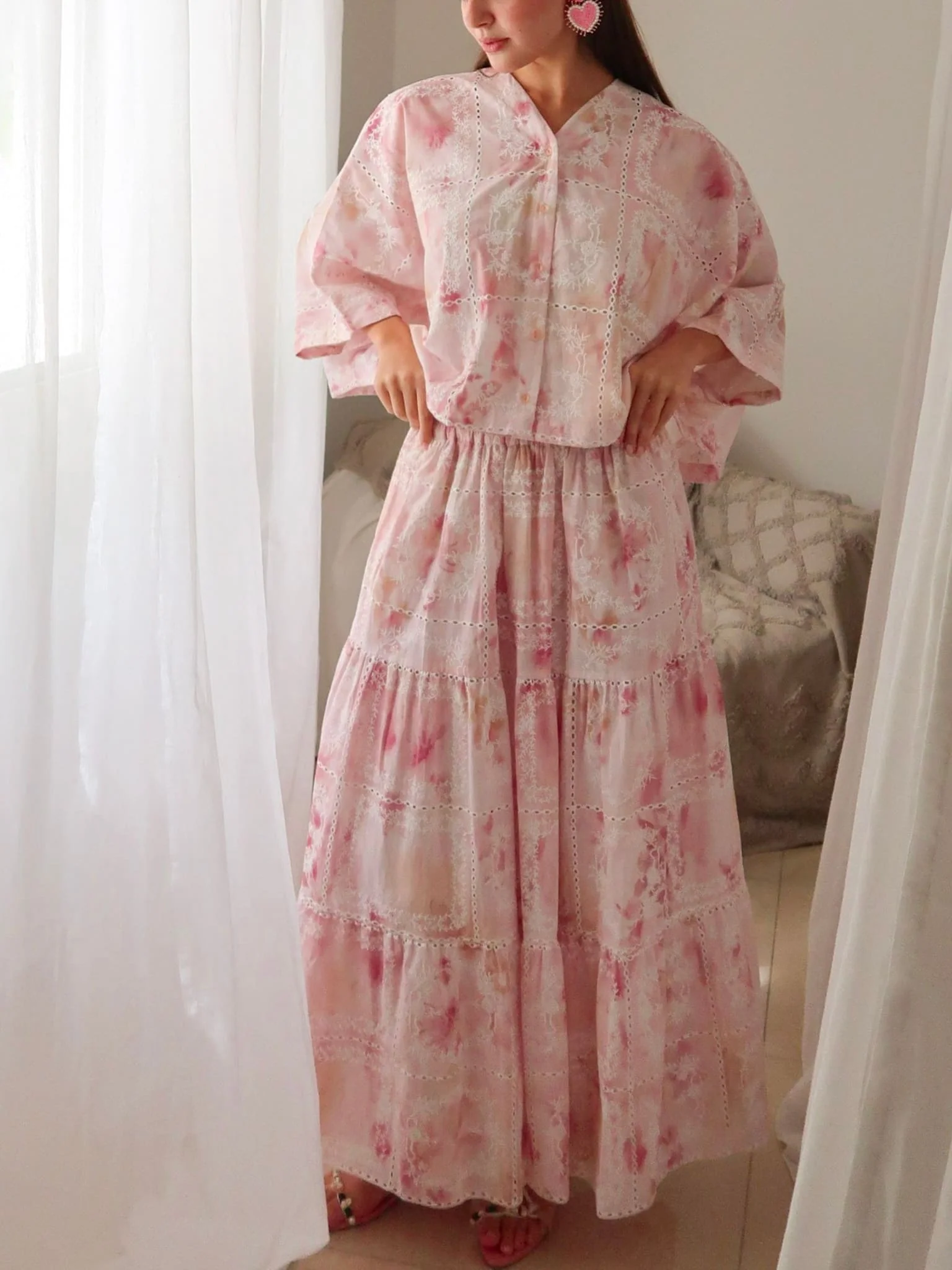 Rosalind Pink Embroidered Skirt - Image 9