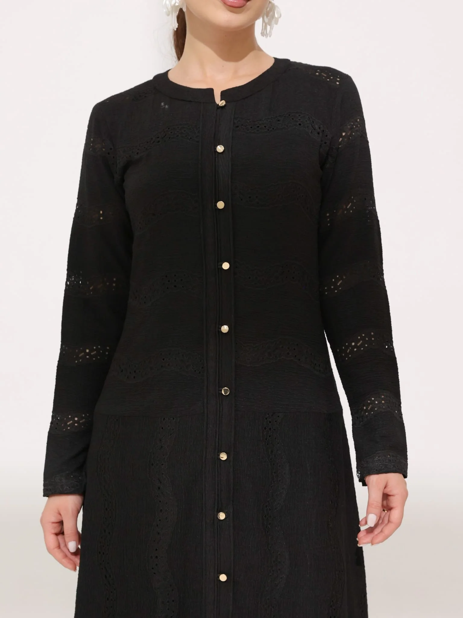 Roscoe Black Crochet Net Dress - Image 2