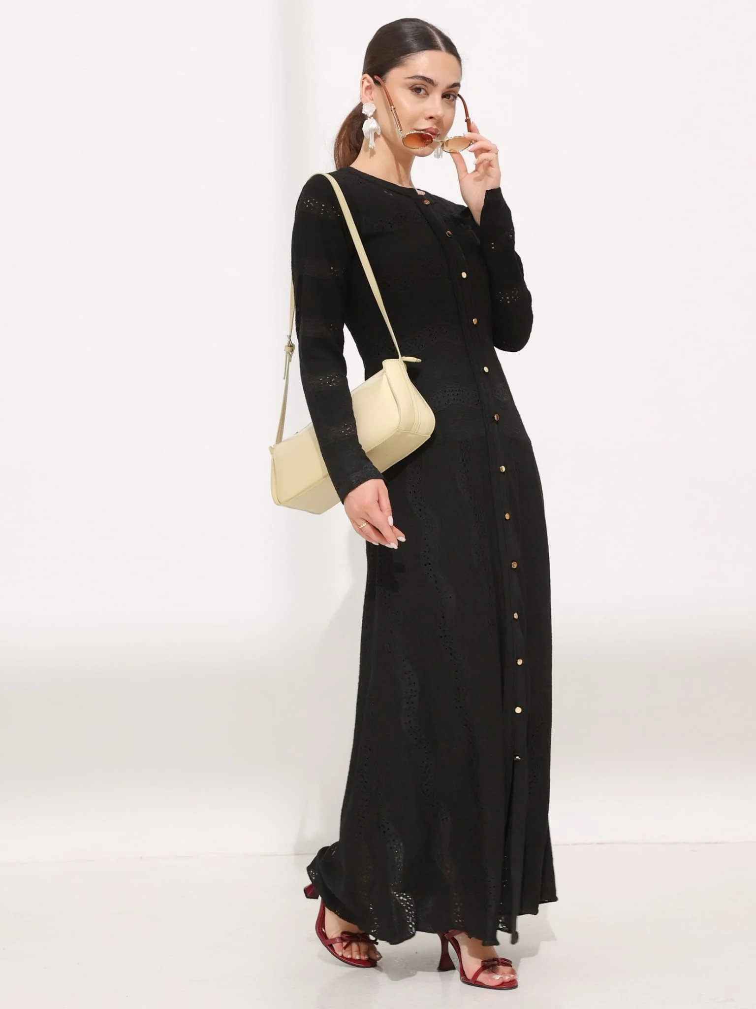 Roscoe Black Crochet Net Dress - Image 4