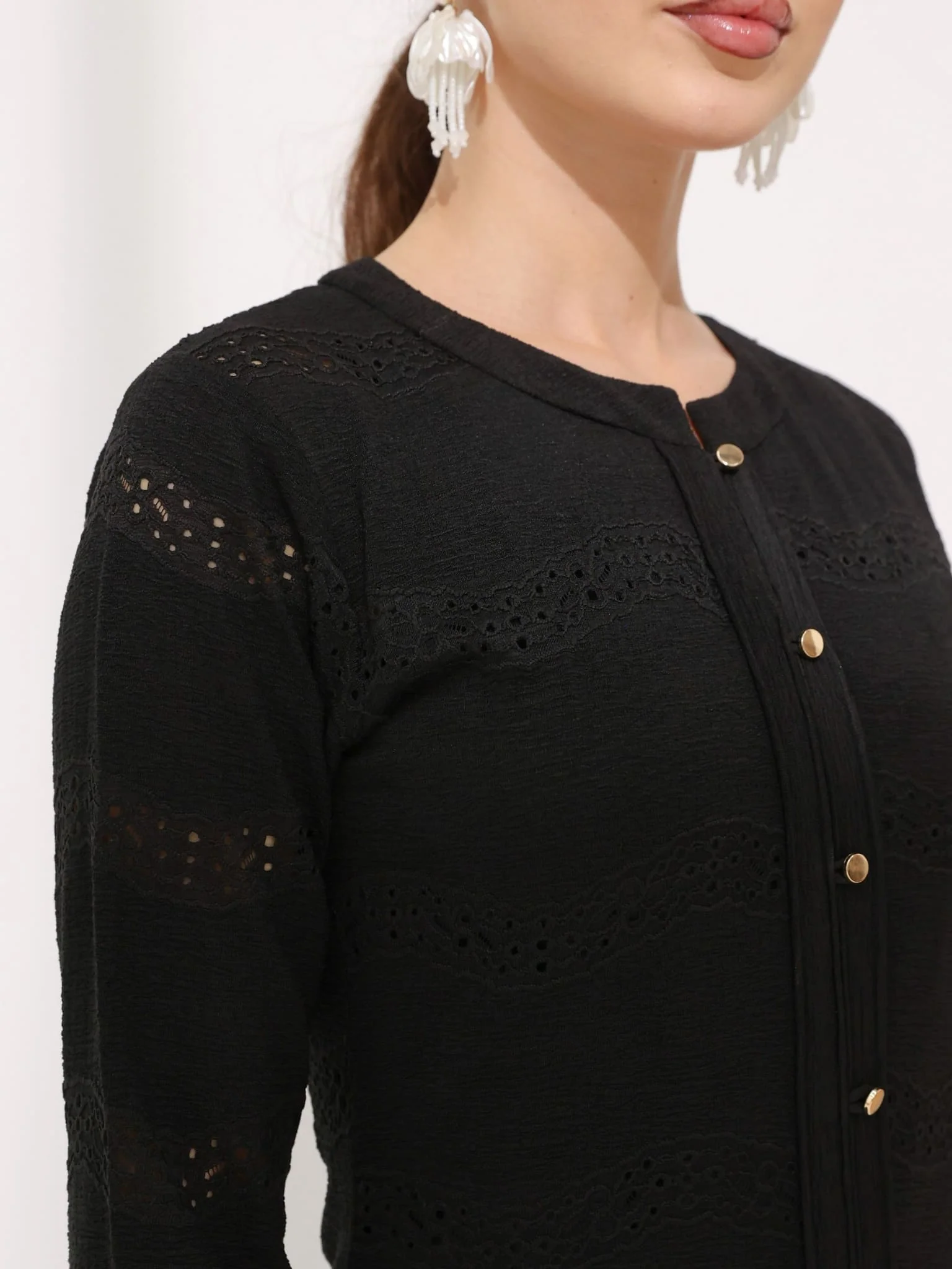 Roscoe Black Crochet Net Dress - Image 5