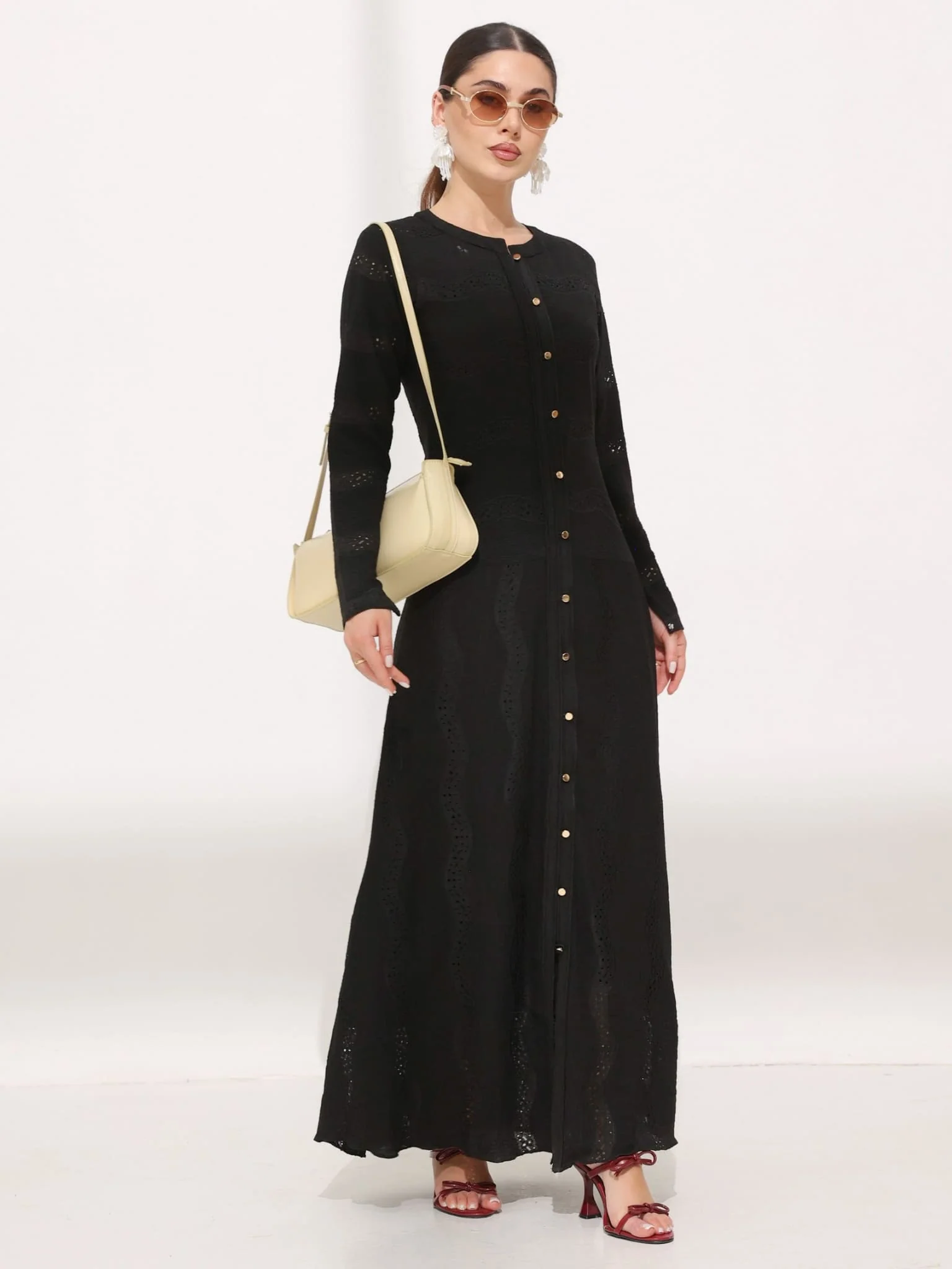 Roscoe Black Crochet Net Dress - Image 6