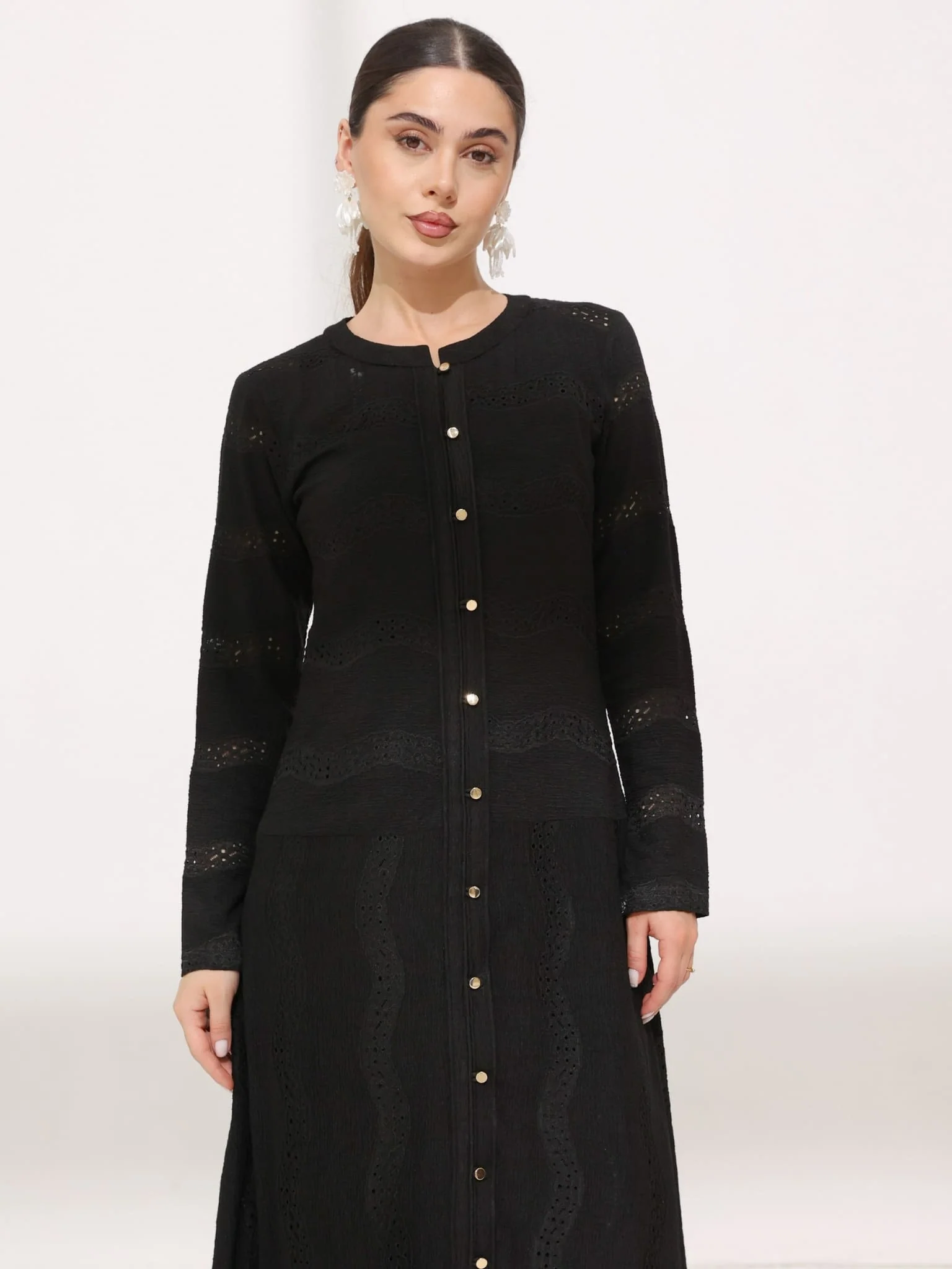 Roscoe Black Crochet Net Dress - Image 7