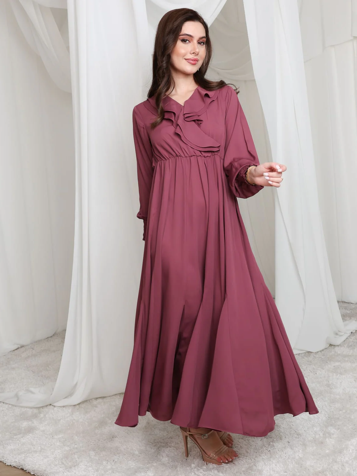 Ruelle Ruffle Long Dress