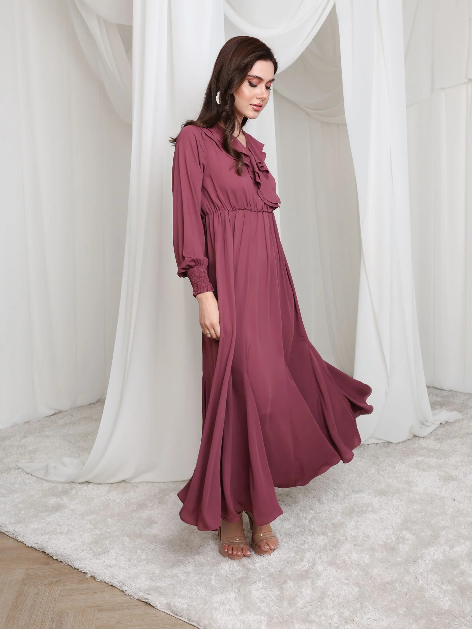 Ruelle Ruffle Long Dress - Image 11