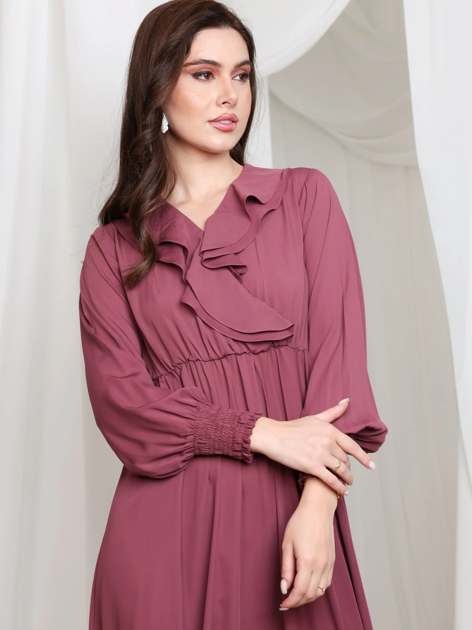 Ruelle Ruffle Long Dress - Image 7