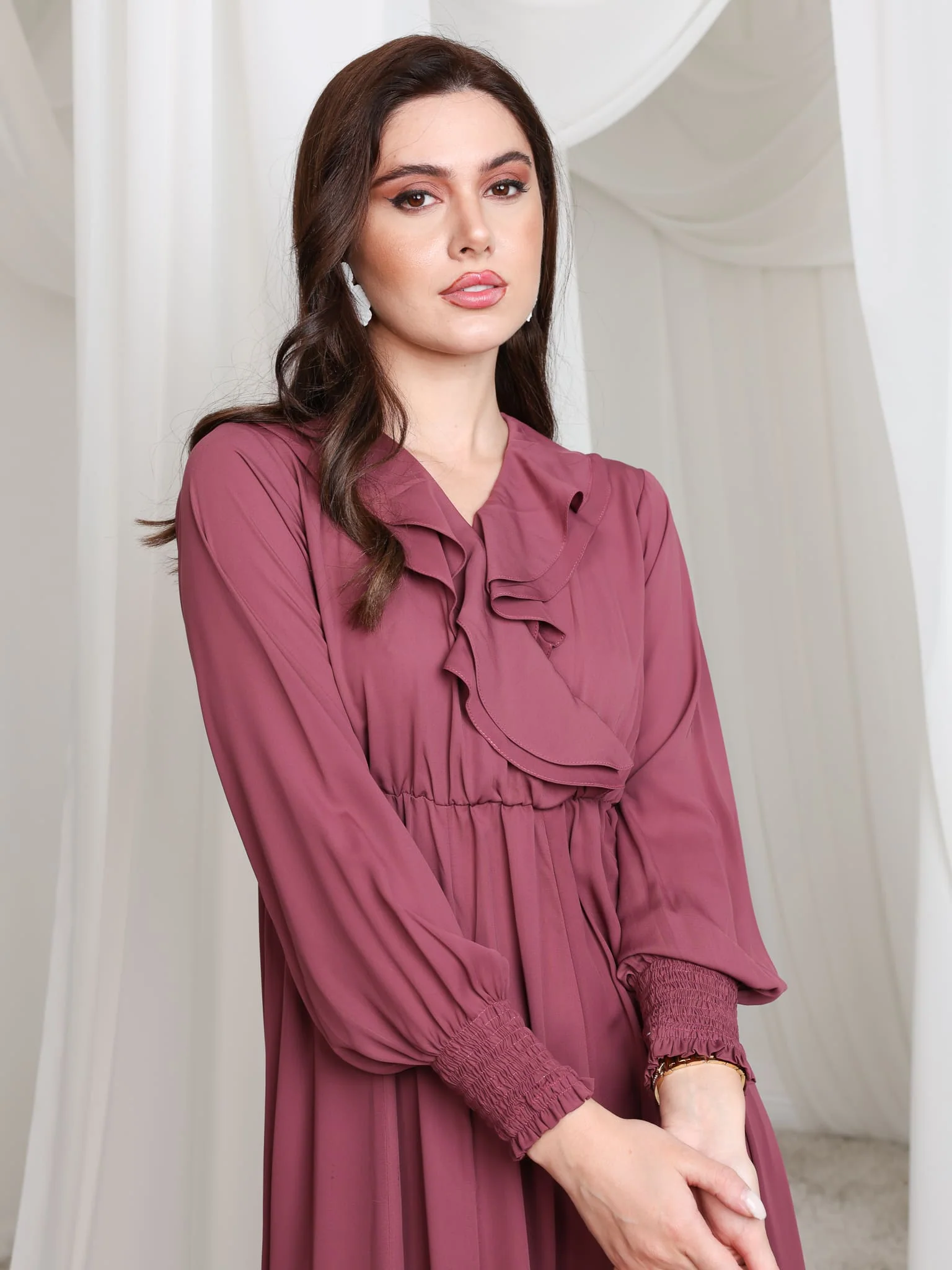 Ruelle Ruffle Long Dress - Image 9