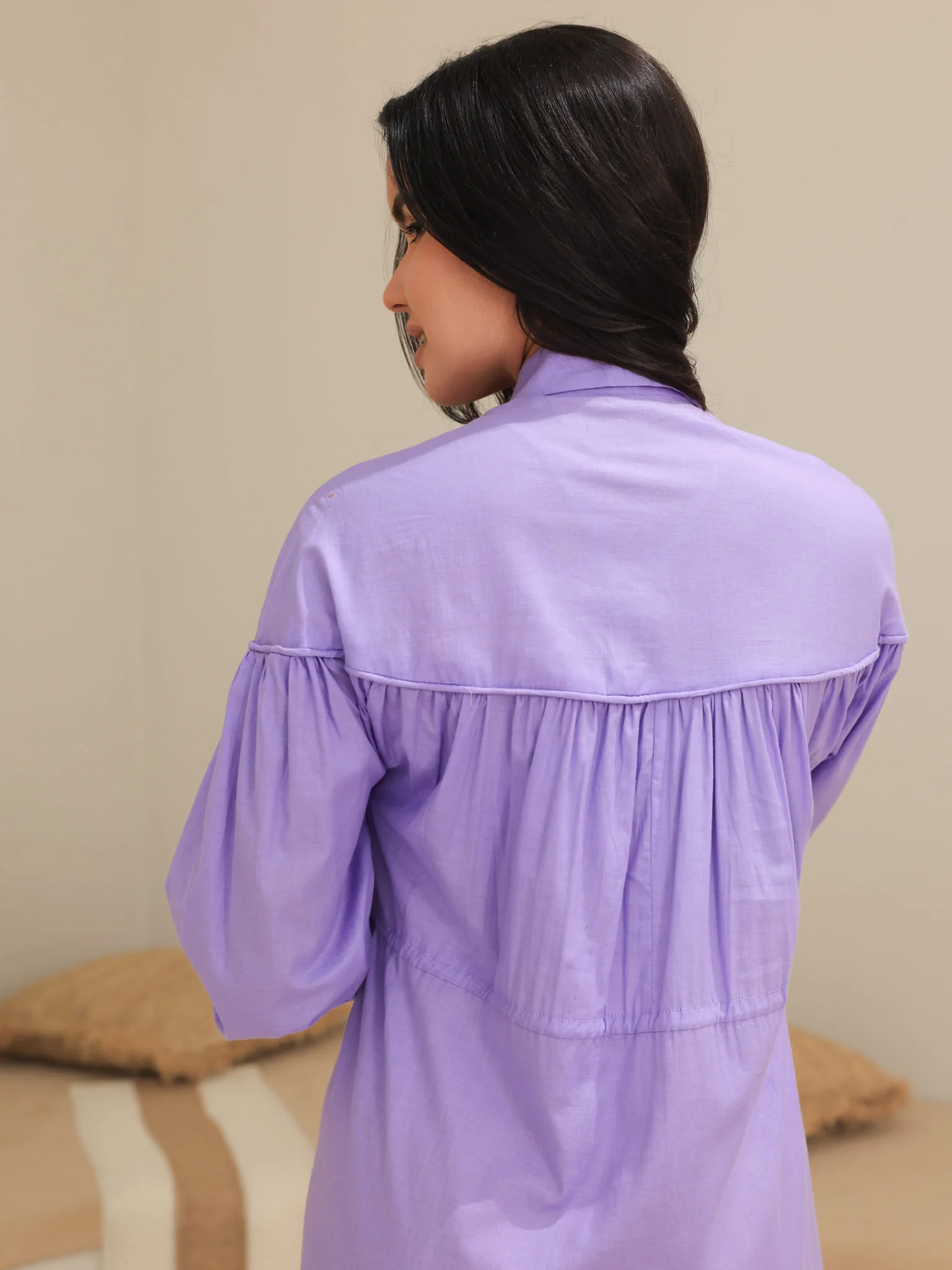 Ruffyn Lilac Gathered Long Dress - Image 10