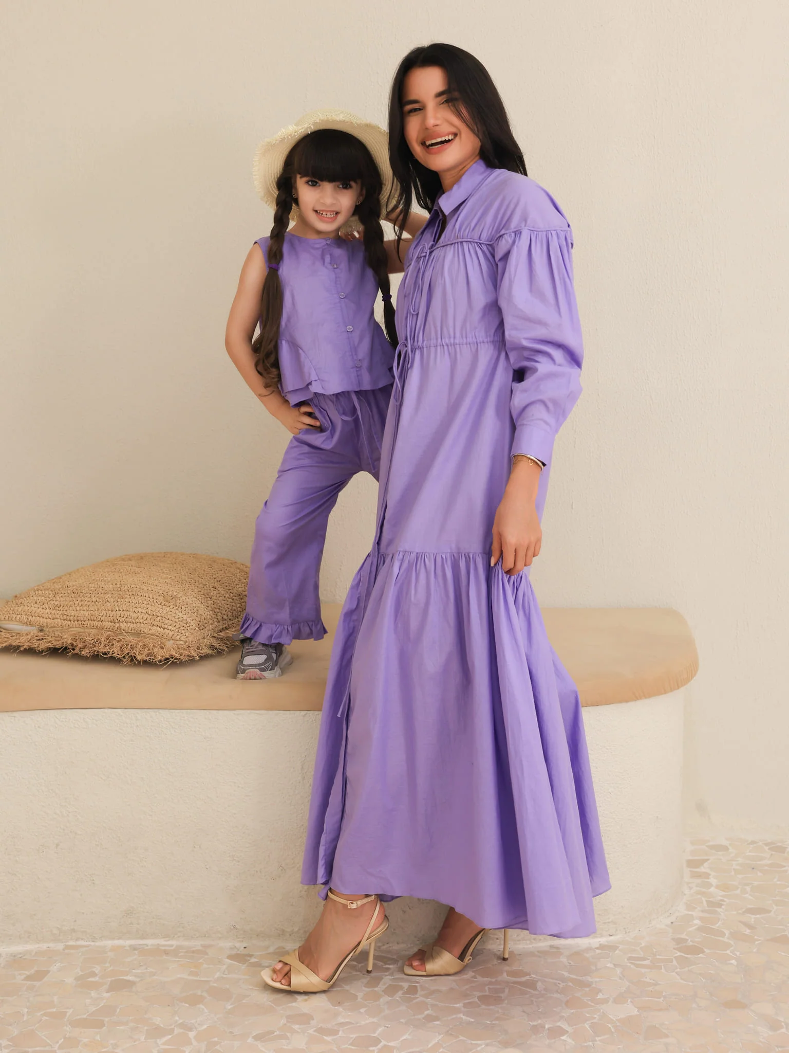 Ruffyn Lilac Gathered Long Dress - Image 4