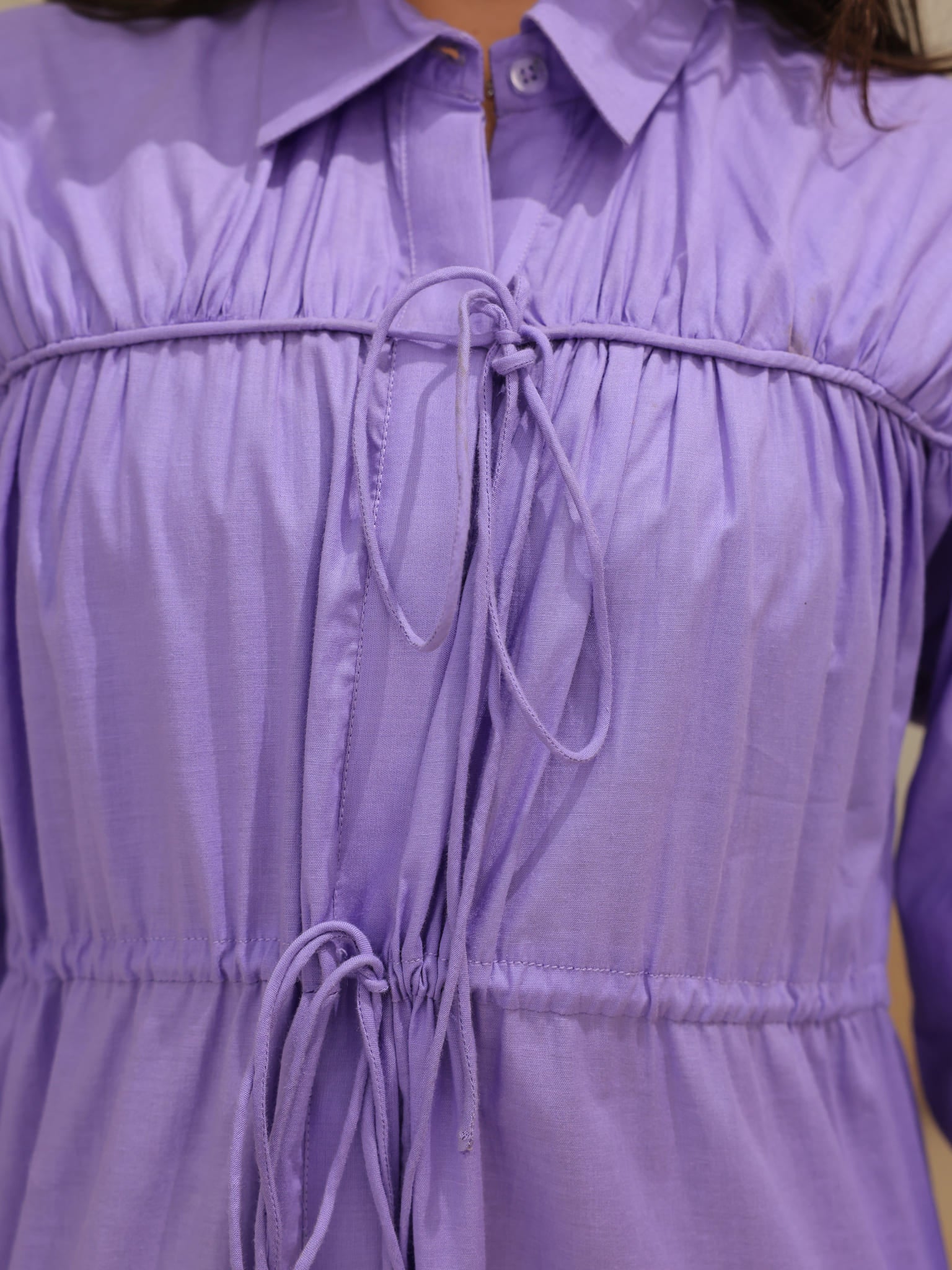 Ruffyn Lilac Gathered Long Dress - Image 6