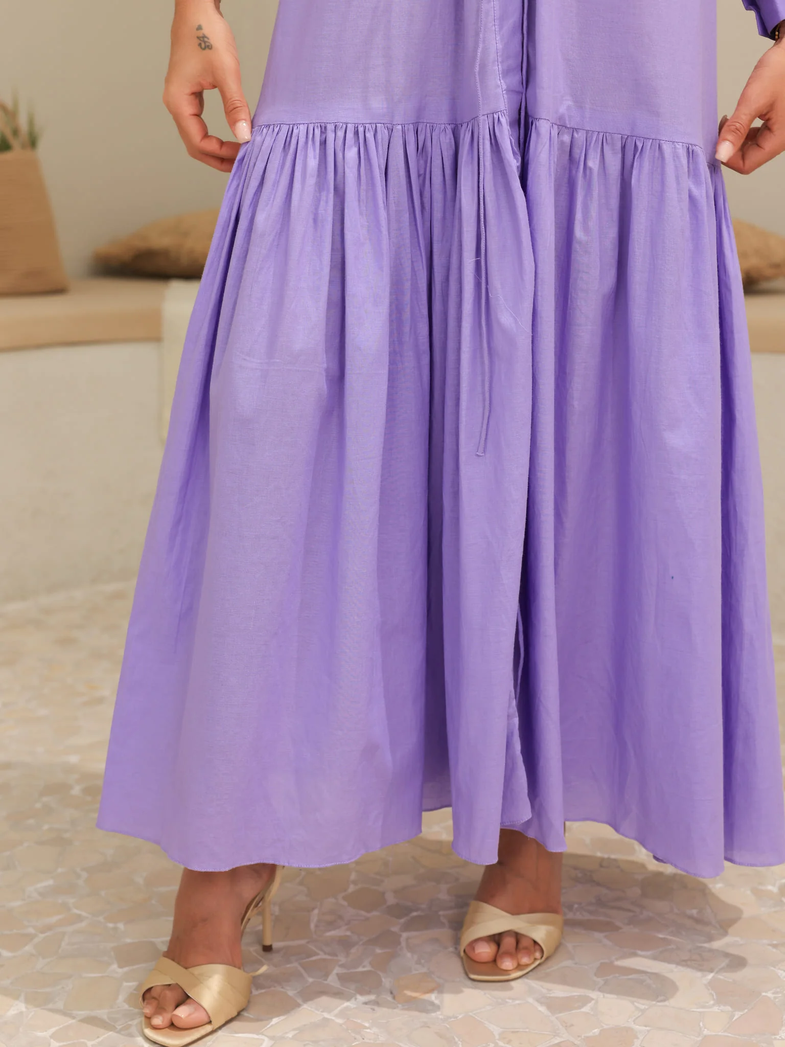Ruffyn Lilac Gathered Long Dress - Image 8
