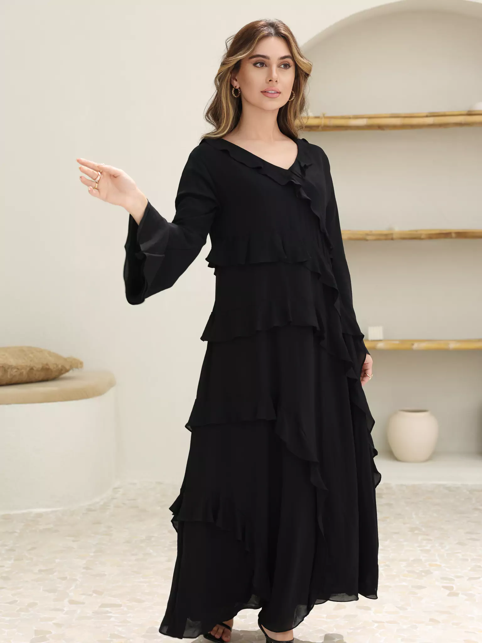 Rumple Black Frill Solid Dress - Image 10