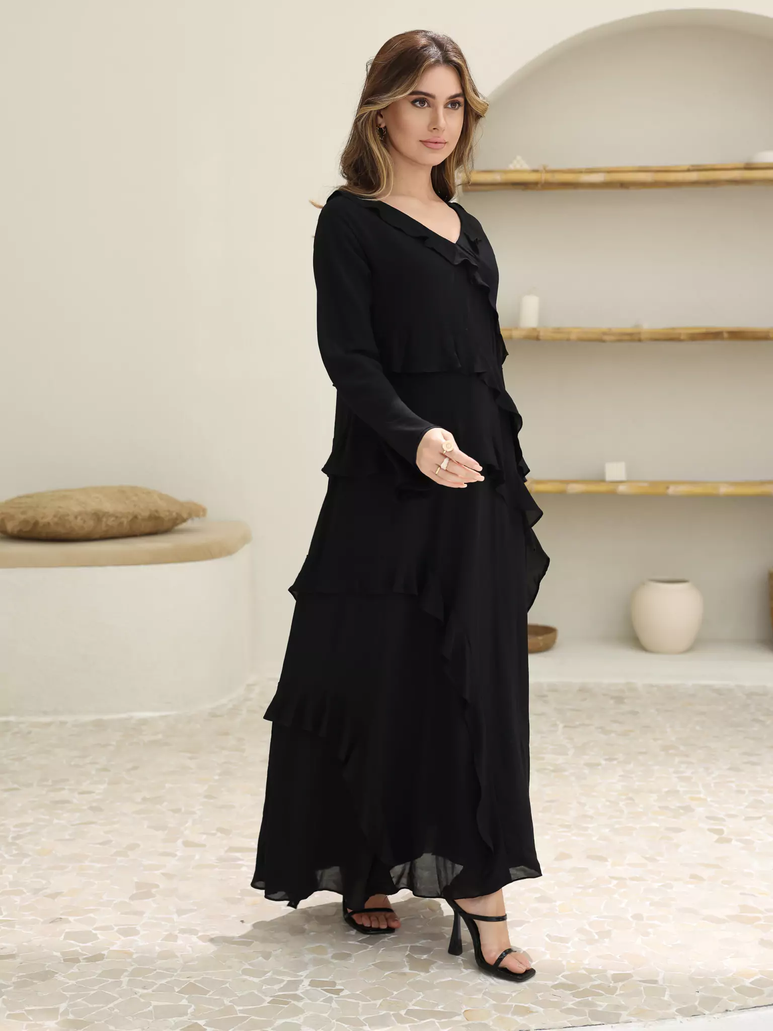 Rumple Black Frill Solid Dress - Image 12